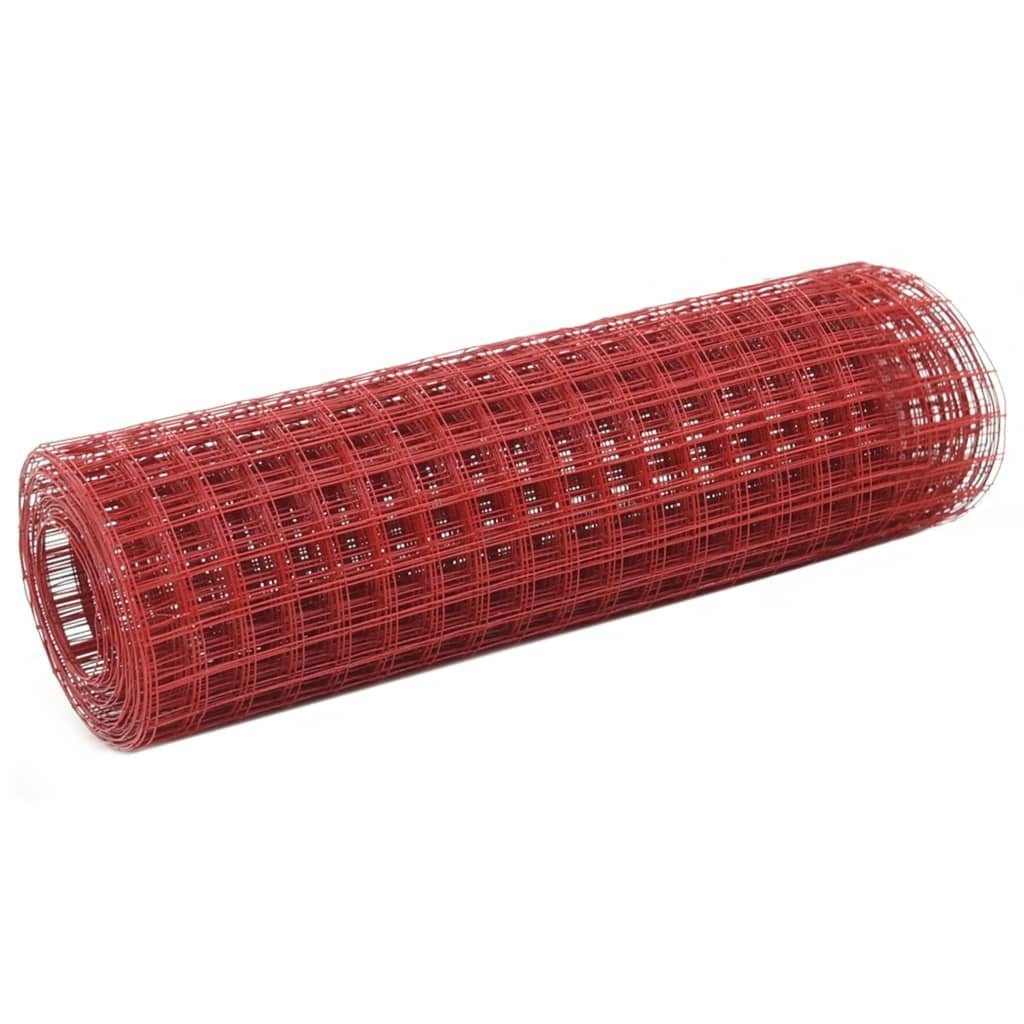 vidaXL Gartenzaun Drahtzaun Stahl mit PVC-Beschichtung 25x0,5 m Rot, (1-St)