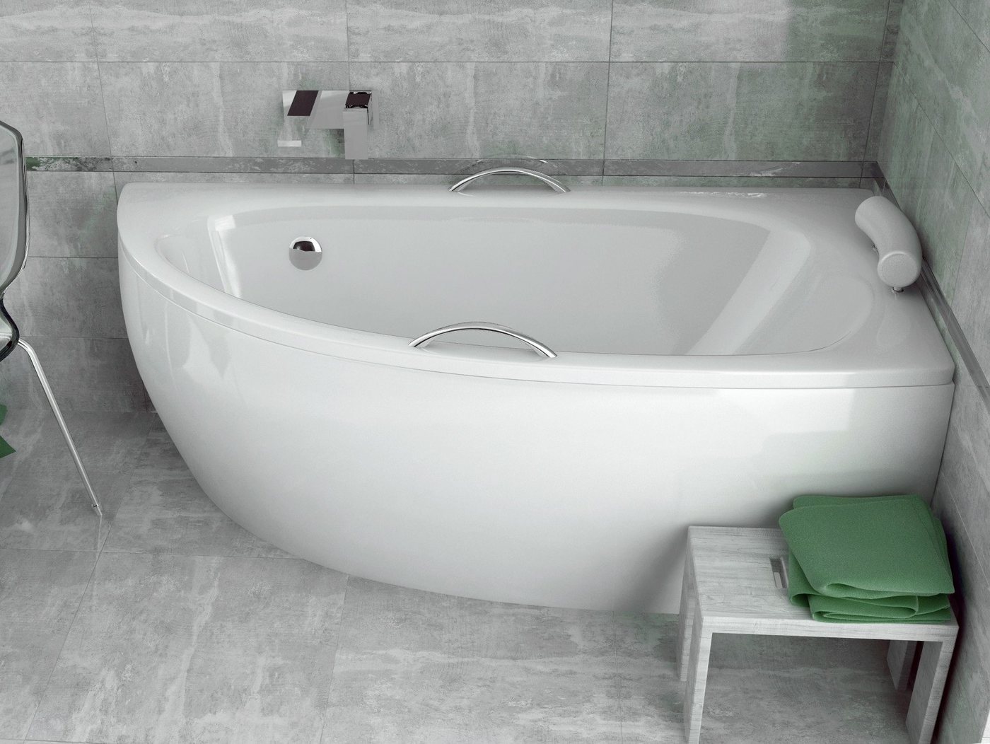 Thumbnail - KOLMAN Badewanne Eckbadewanne Milena Premium 150x70, (Kopfstütze Handgriffen Links/Rechts), Ablaufgarnitur & Füße GRATIS