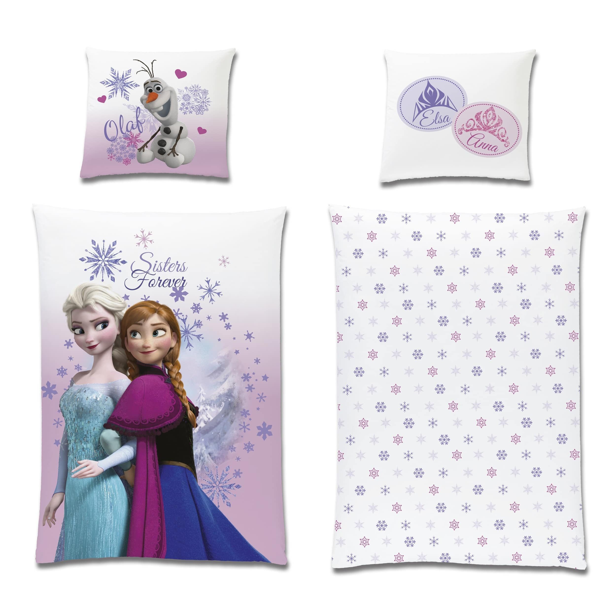 Familando Kinderbettwäsche Frozen Die Eiskönigin 135x200 + 80x80 cm aus 100 günstig online kaufen