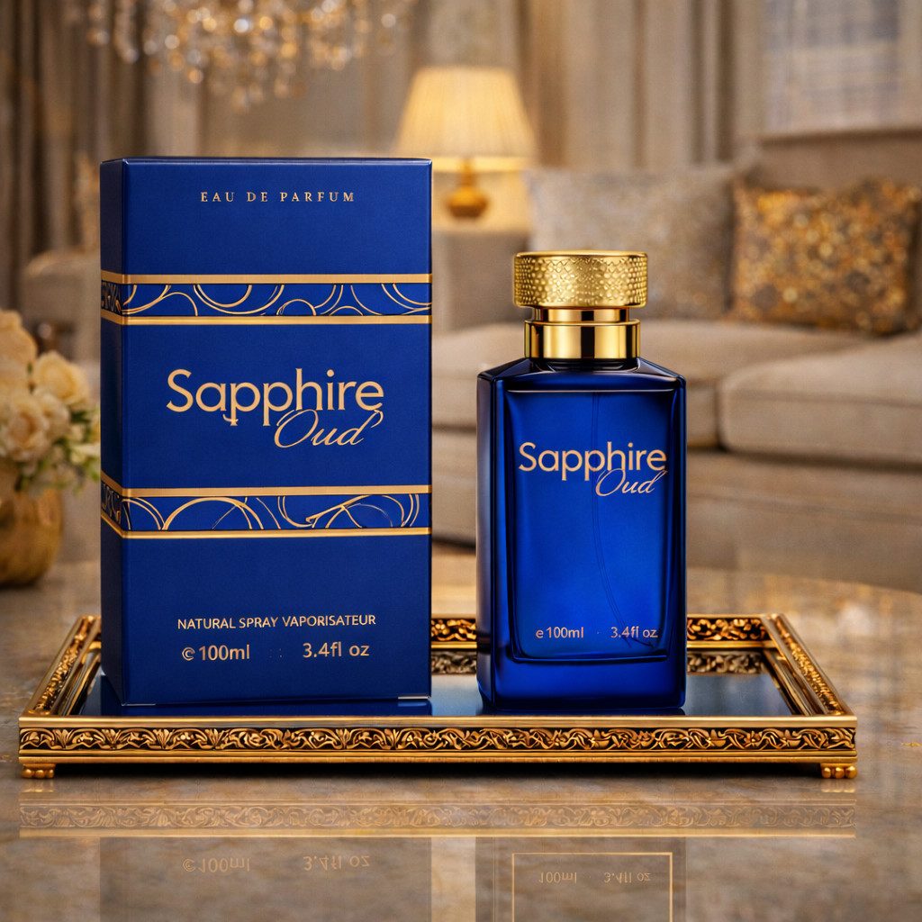 Attar & Co London Eau de Parfum Sapphire Oud Classic & Intense Unisex, Zitrone, Orange, Cypriol 100 ml, 1-tlg., Hergestellt in England, Frisch Orientalisch Duft