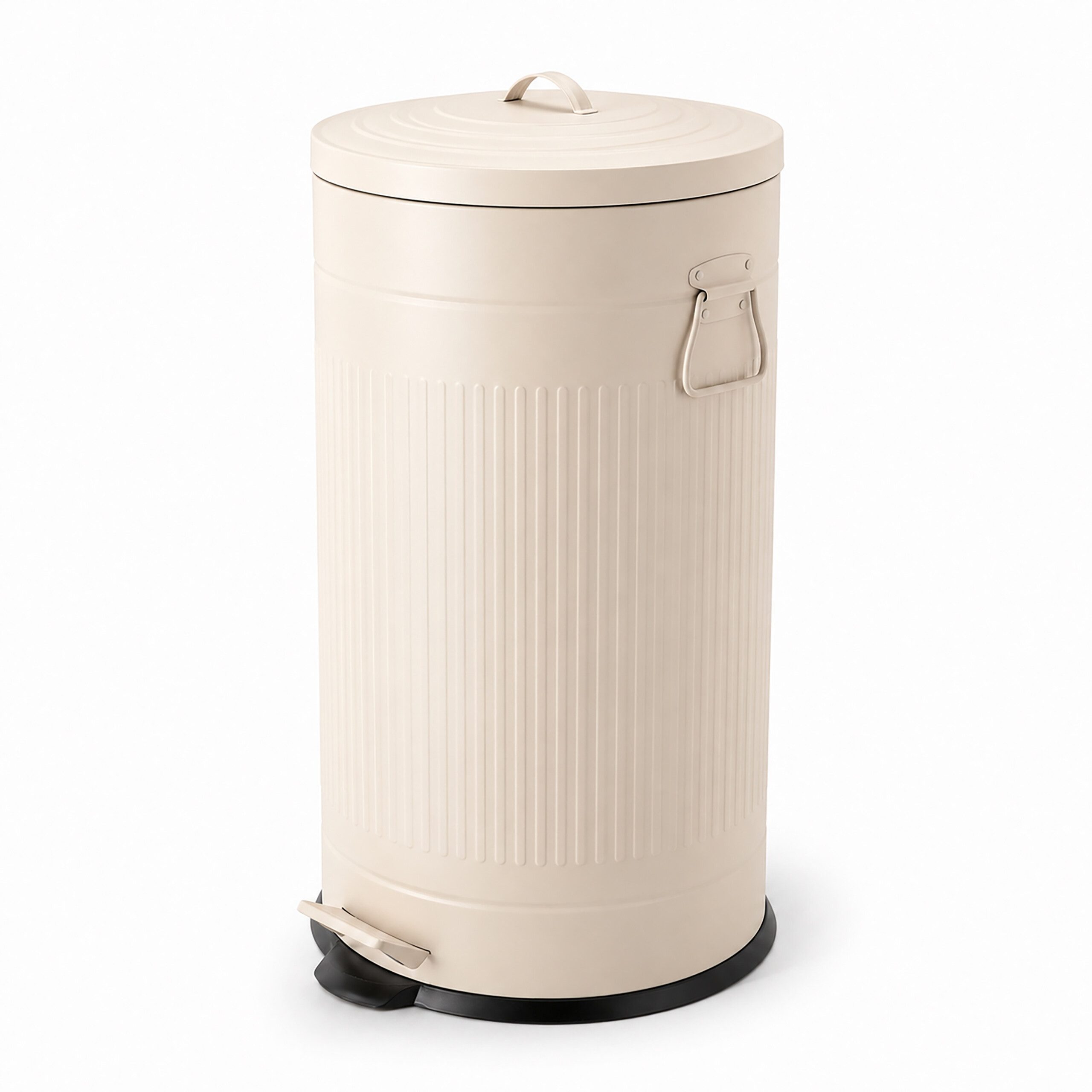 relaxdays Mülleimer Retro Mülleimer 40 Liter, Beige