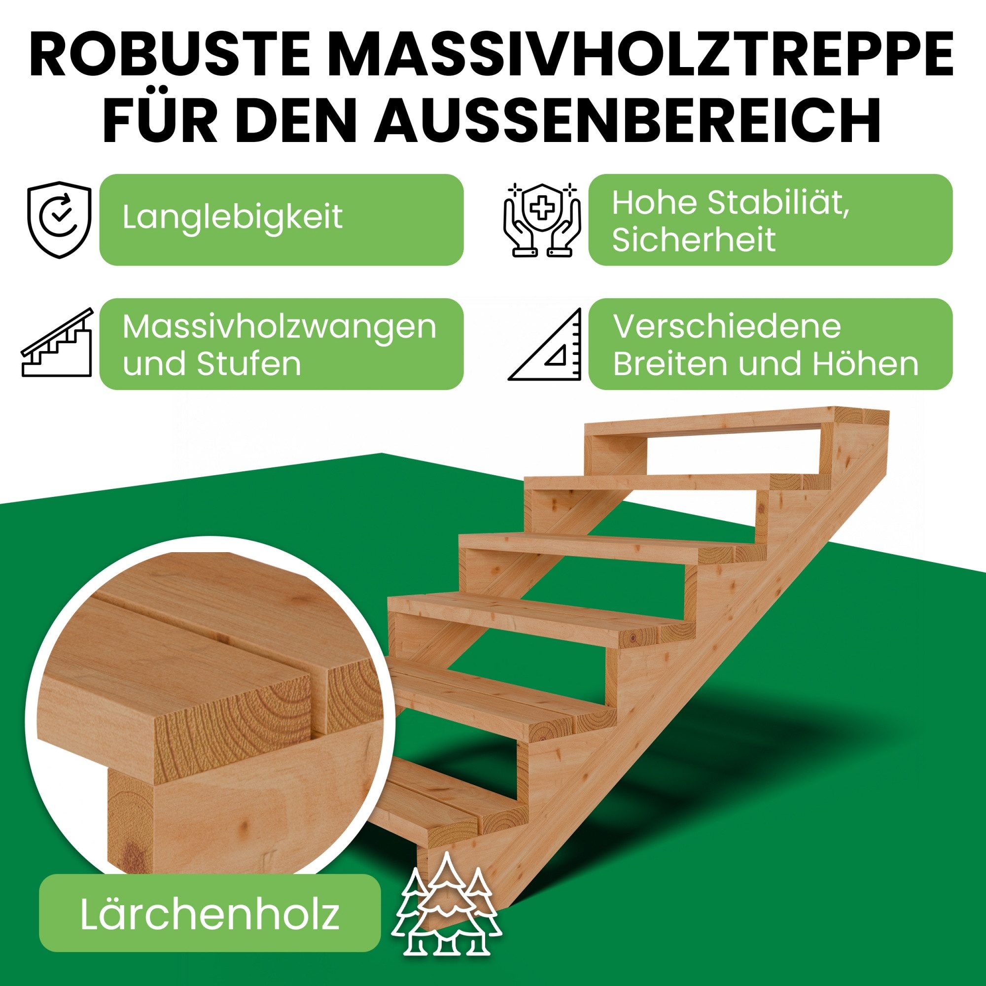 Gartenwelt Riegelsberger Außentreppe Terrassentreppe aus Lärche günstig online kaufen