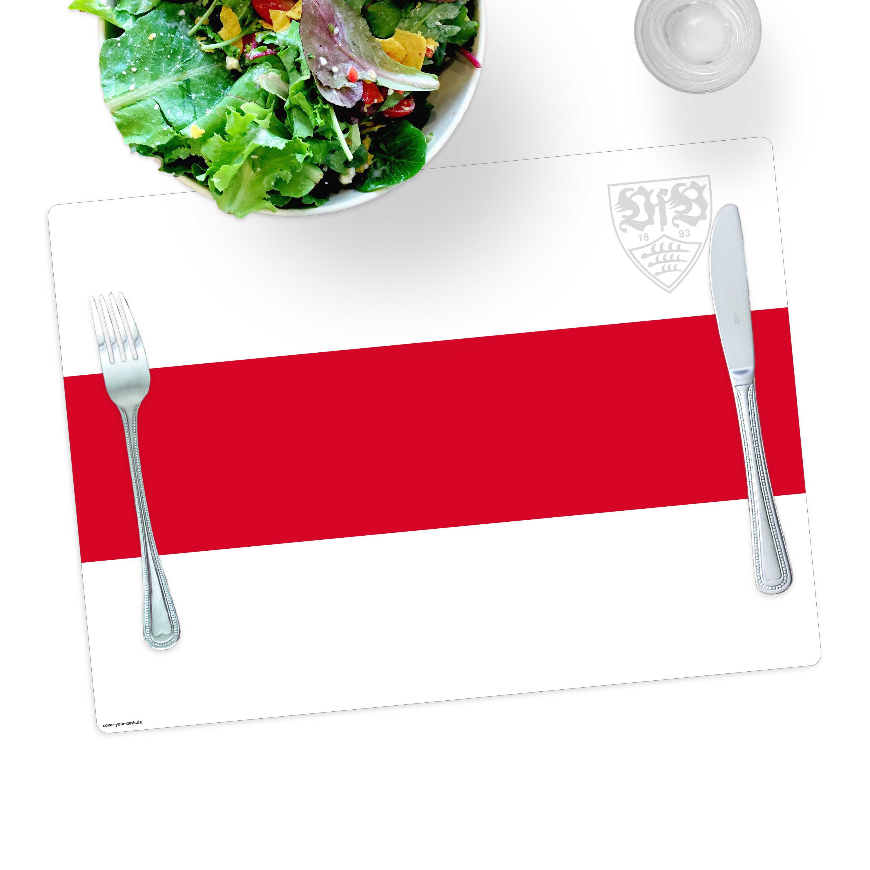 Tischsetmacher Platzset abwaschbar - „VfB Stuttgart - Brustring II" aus Premium Vinyl, (1-St., 44 x 32 cm - rutschfeste Tischdekoration), Made in Germany
