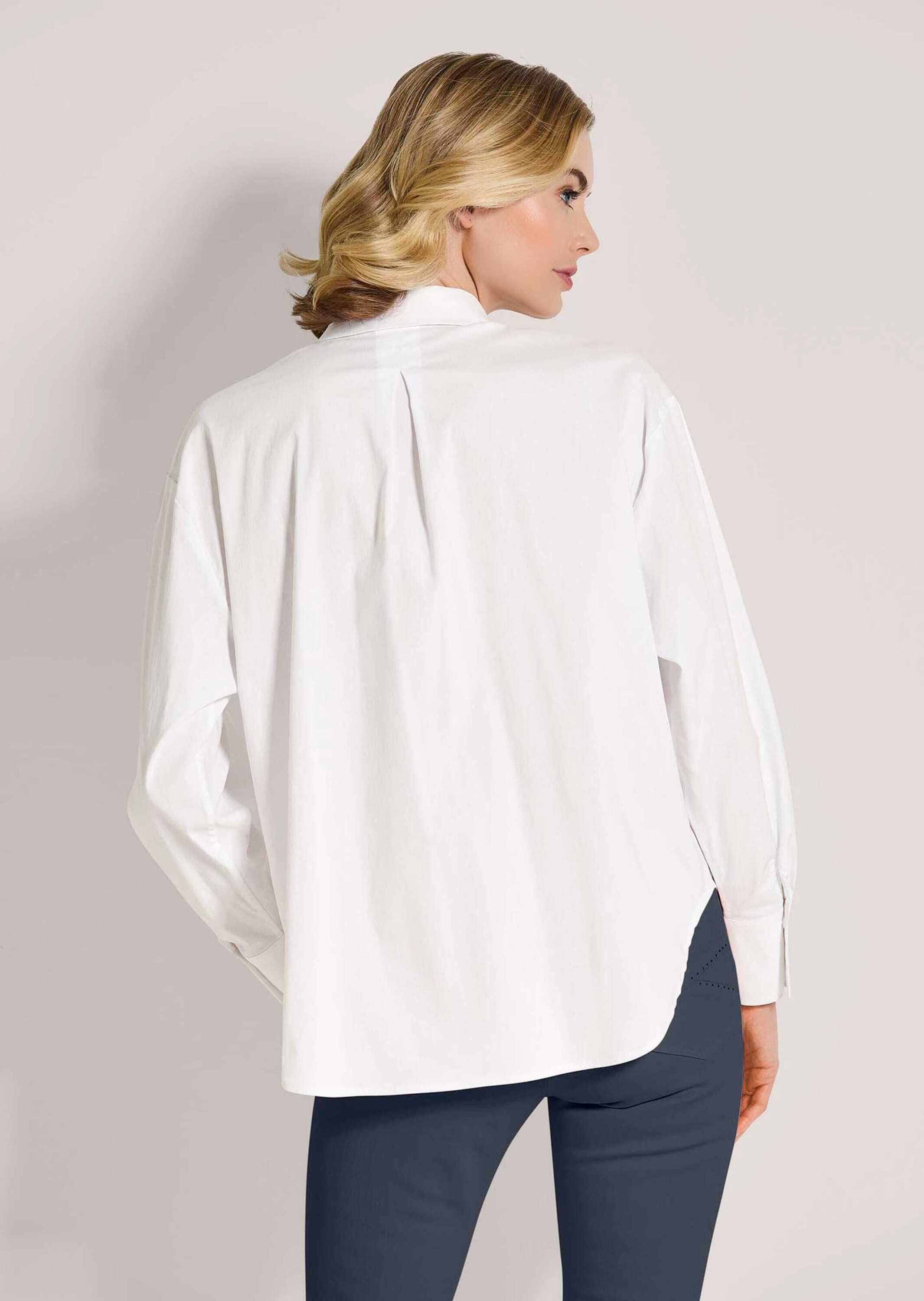 MADELEINE Langarmbluse Elegante Bluse mit Strassdetails Langarm mit verdeckter Knopfleist und Kellerfalte