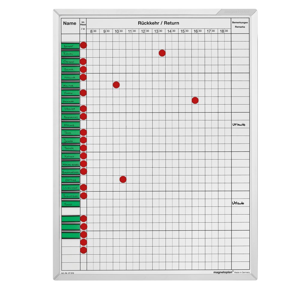 Thumbnail - magnetoplan® Jahresplaner An- und Abwesenheitstafel Urlaubsplaner - 60x40cm magnetisch - Weiß