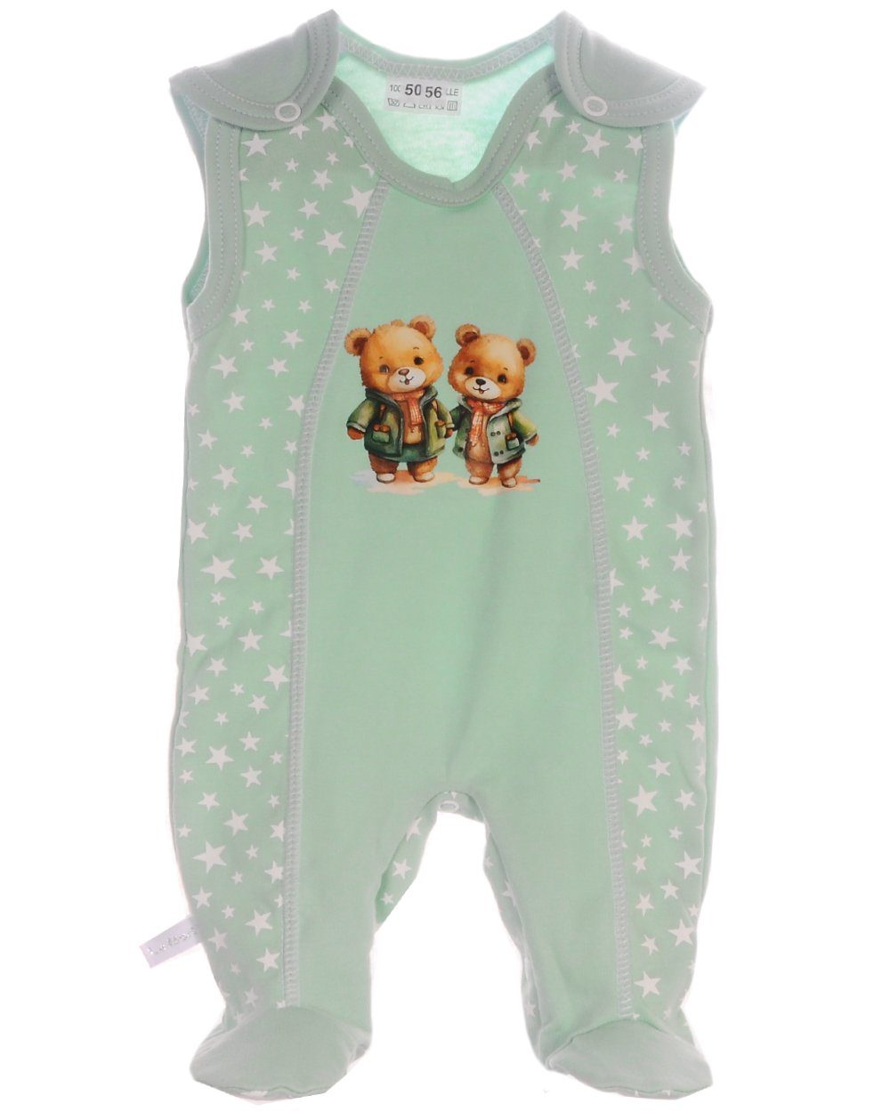 La Bortini Ползунки Baby Ползункиhose Erstlings Einteiler ärmellos in Mintgrün aus reiner Baumwolle, neutral, unisex, 44 50 56 62 68 74
