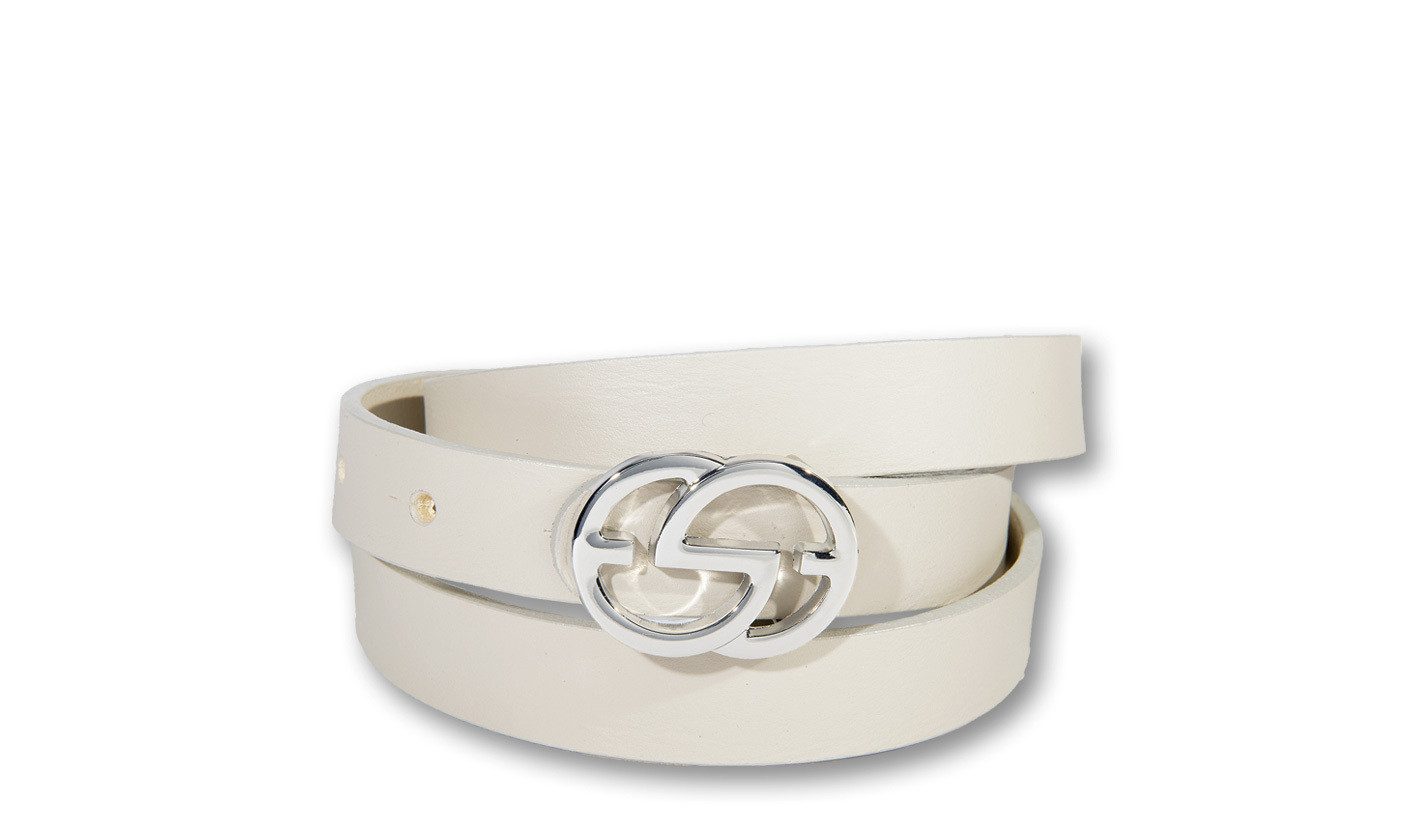 Silbergift Koppelgürtel Koppelgürtel mit prägnanter silberner Doppel-G-Schließe