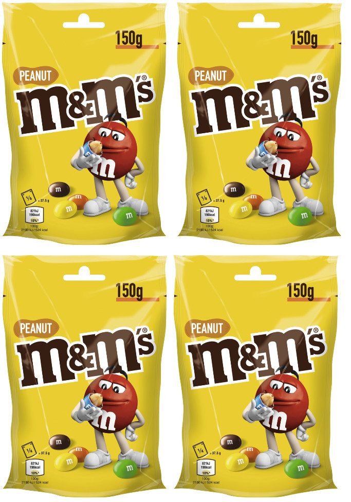 M&M's Süßigkeit M&M'S Peanut 4x 150g