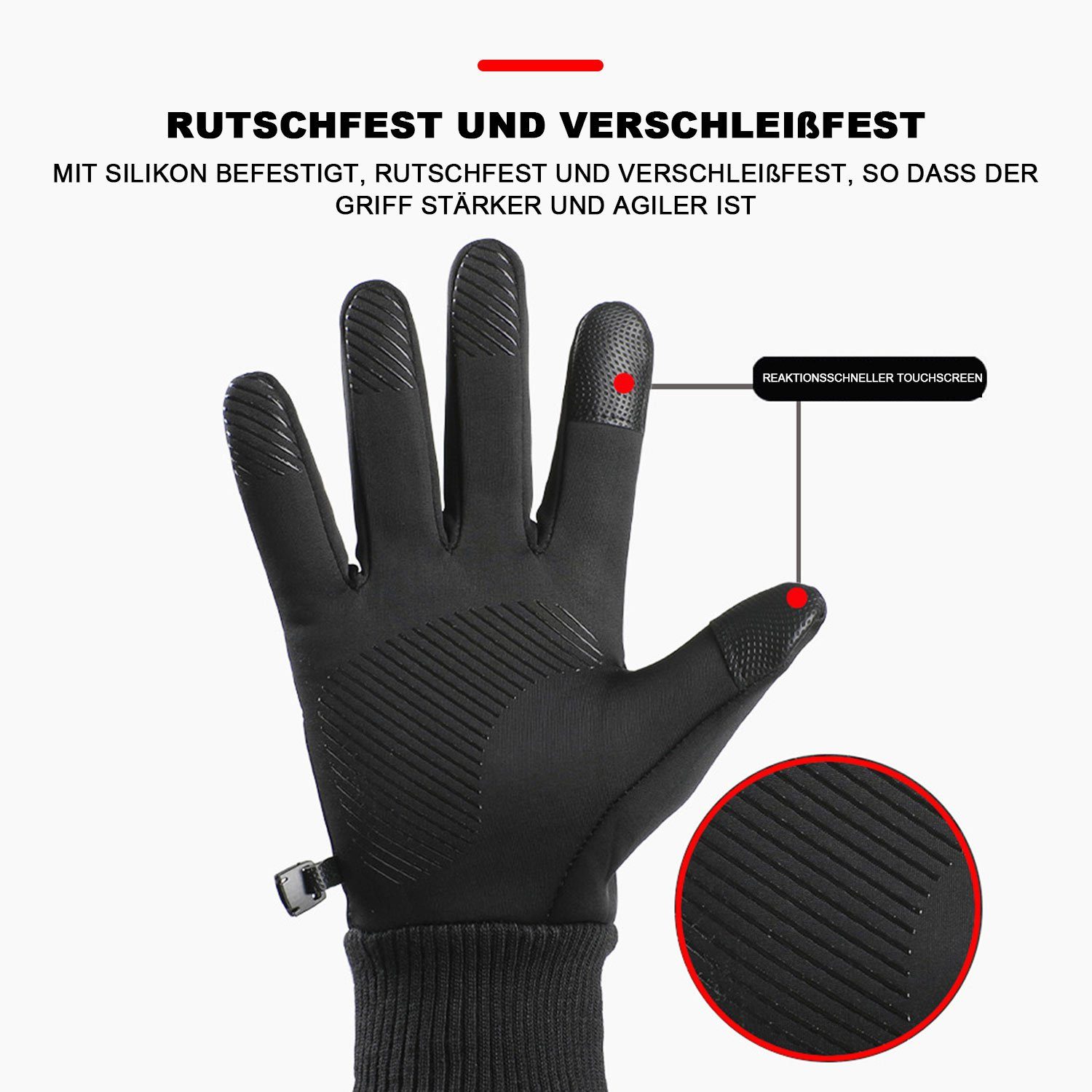 Arbeiten Geeignet MAGICSHE Handschuhe Unisex Radfahren, Fahrradhandschuhe Touchscreen warme im Handschuhe Hellgrau Freien Skifahren, zum