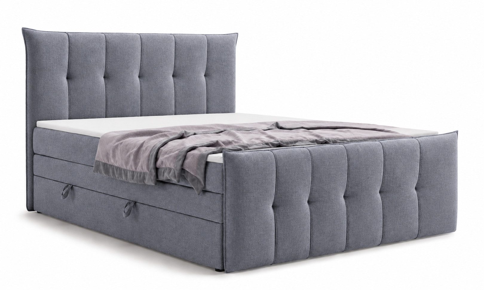 Labett Boxspringbett mit Bettkasten, Doppelmatratze PREMIUM 11 KING 160x200 180x200 200x200 (2 Bettkästen, Topper), Bonellfederkern- und Taschenfederkernmatratze