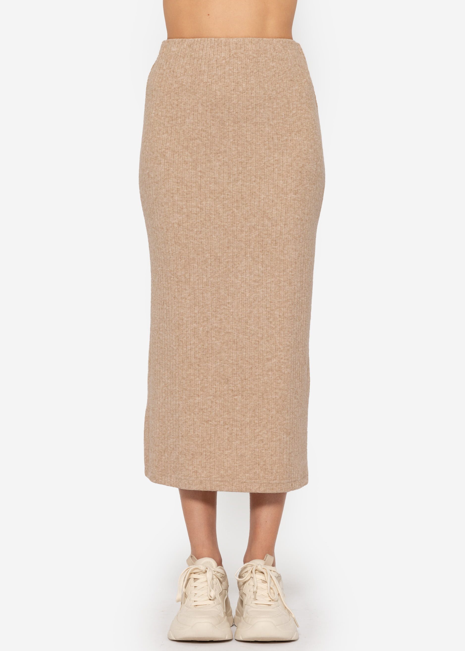 SASSYCLASSY Strickrock Gerippter Midirock Damen mit günstig online kaufen