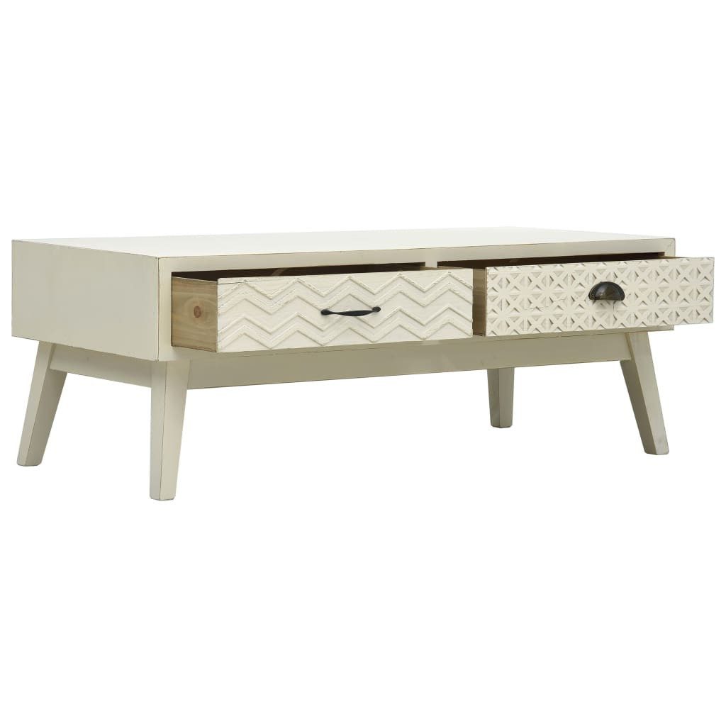 vidaXL Couchtisch Couchtisch mit 2 Schubladen Schnitzerei Grau 110x50x40 cm Holz