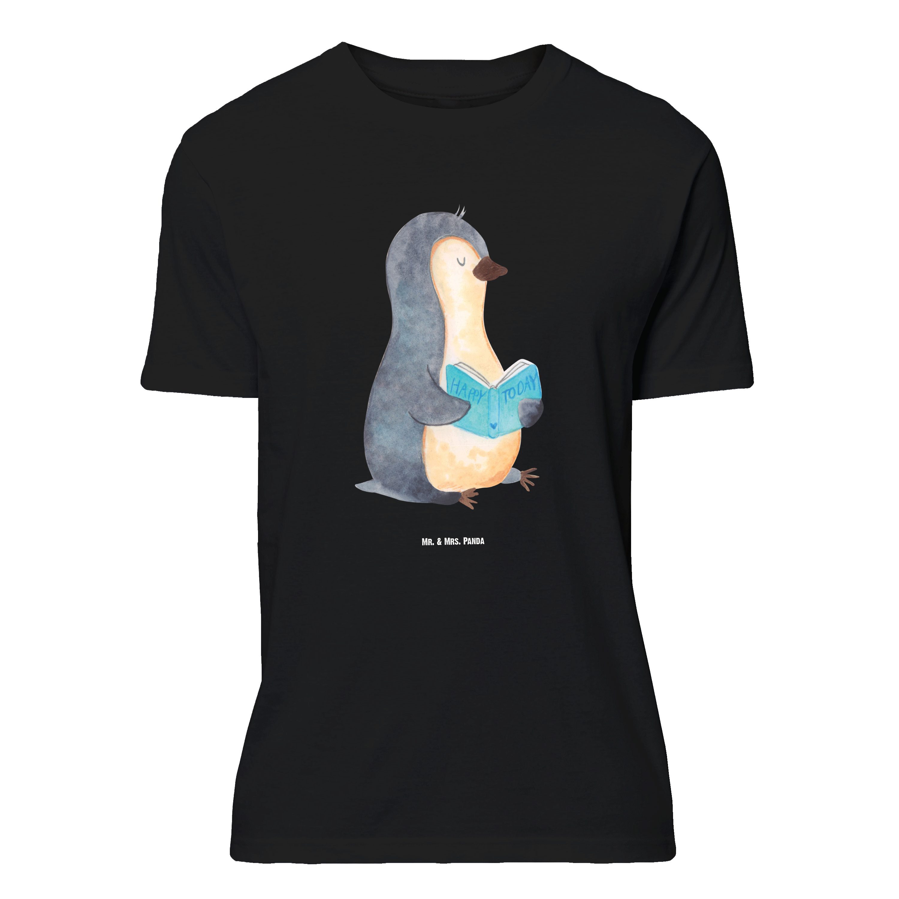 Mr. & Mrs. Panda T-Shirt Pinguin Buch, Größe XL T-Shirt, Schwarz, Shirt, Urlaub, Tshirt, Buch, (Packung, 1-tlg)