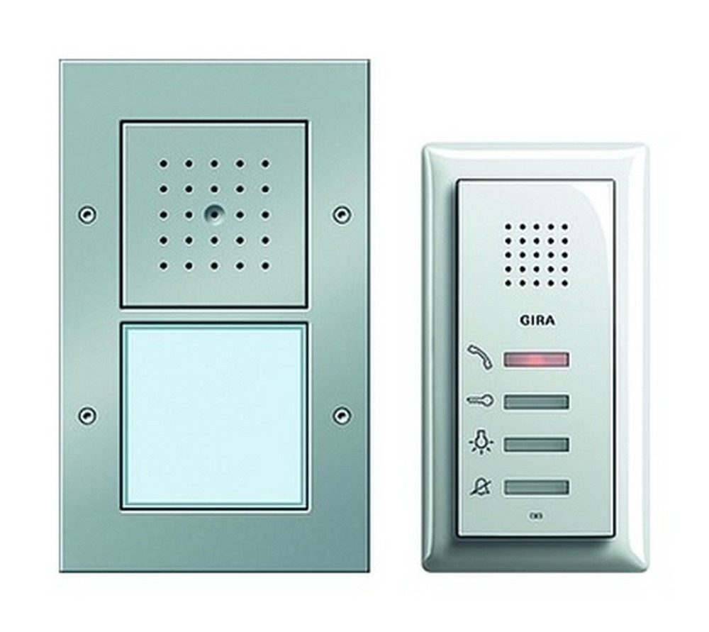 GIRA Gegensprechanlage, Türsprech-Set Bus-System 1xTeiln aluminium reinweiß 1LS mit Infoschild