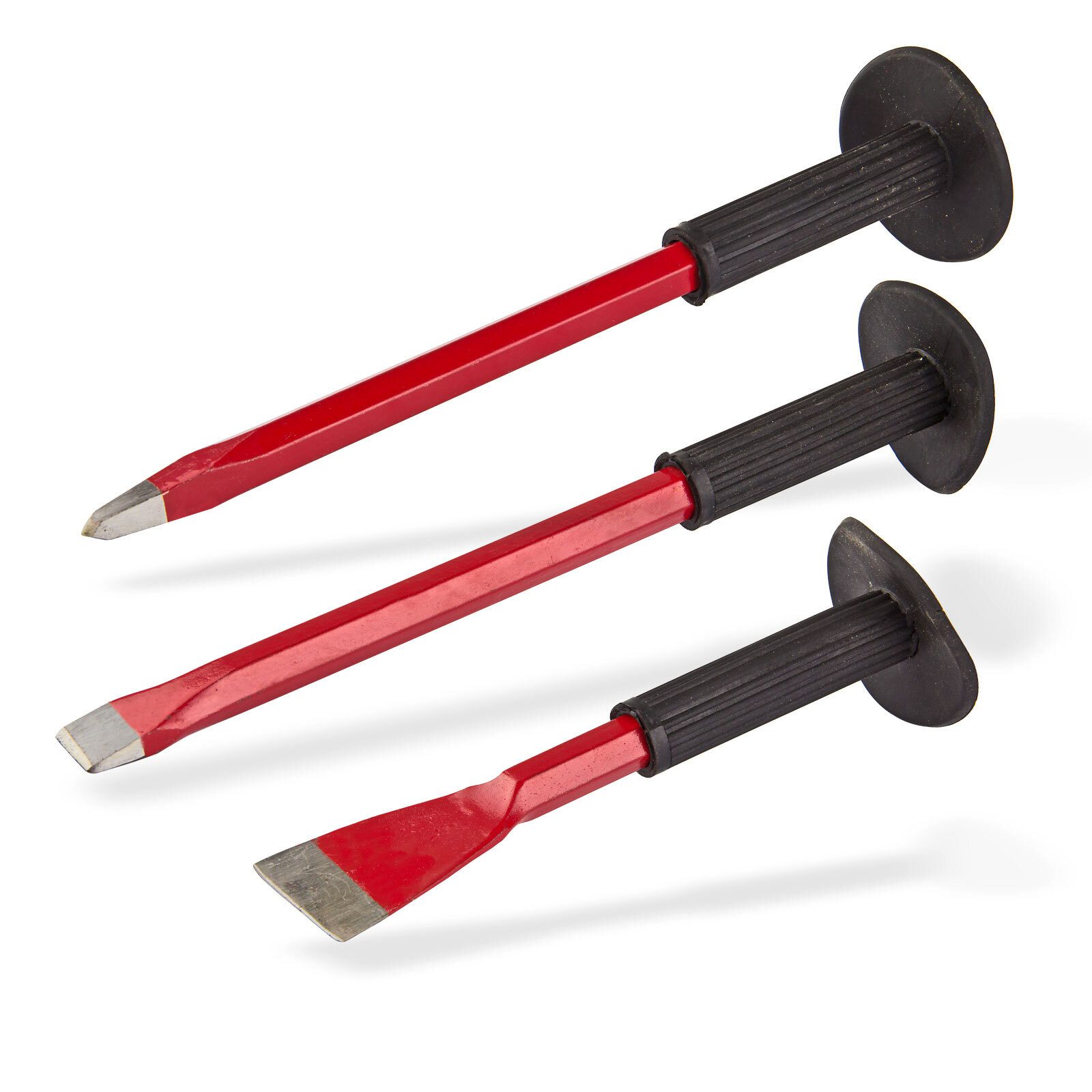 DEMA Meißel-Set Handmeißel Set 3-tlg. – Flachmeißel, Spitzmeißel mit Handschutz, (3-tlg)