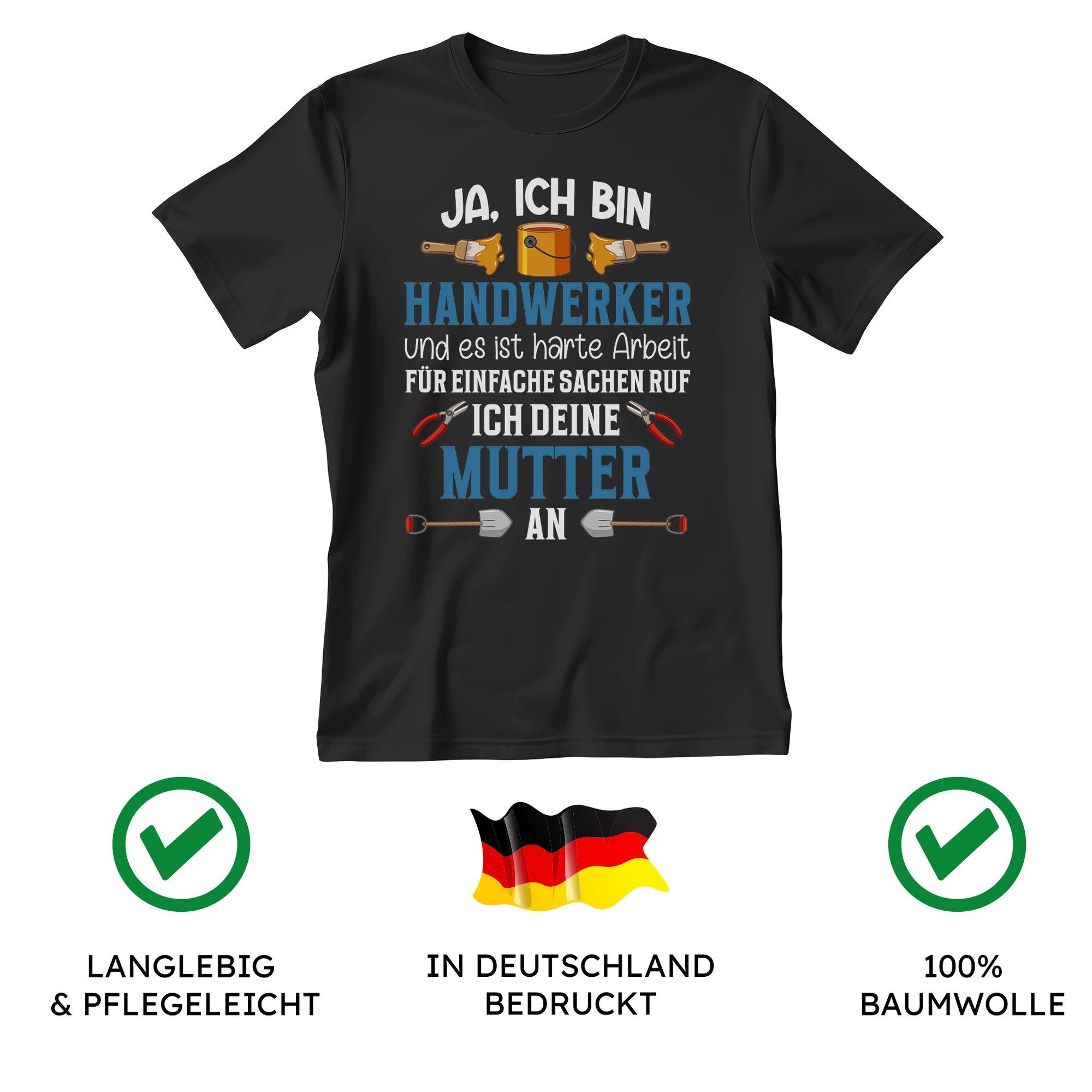 22Feels T-Shirt Handwerker Geschenk Männer Spruch Beruf Ausbildung Abschluss IN DEUTSCHLAND BEDRUCKT