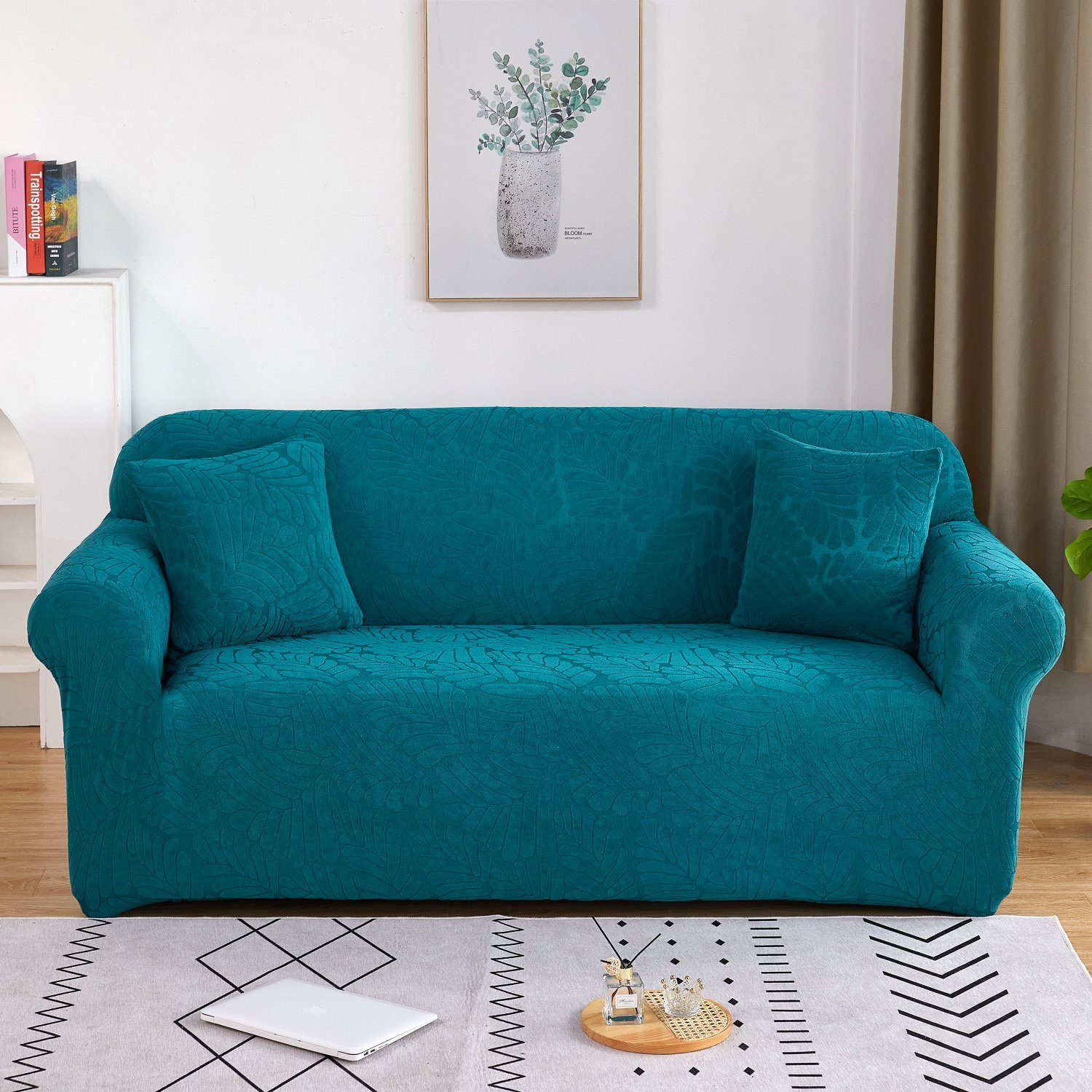 Sofahusse, HOMEIDEAS, Stretch-Sofa-Schonbezug mit elastischer Unterseite Grün