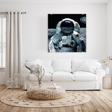 Primedeco Glasbild Wandbild Quadratisch Astronaut mit Aufhängung, Weltall