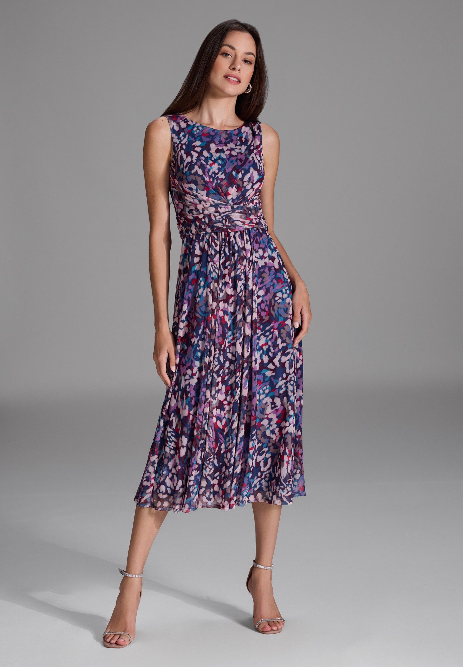 SWING Cocktailkleid - Getupftes Mesh Kleid mit Twist Detail Taillierte Pass günstig online kaufen