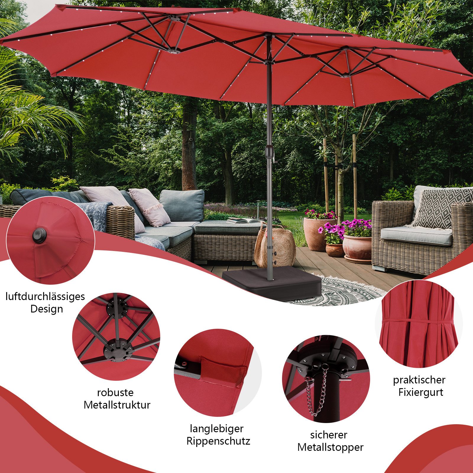 COSTWAY Sonnenschirm, 450 x 260 cm, günstig online kaufen
