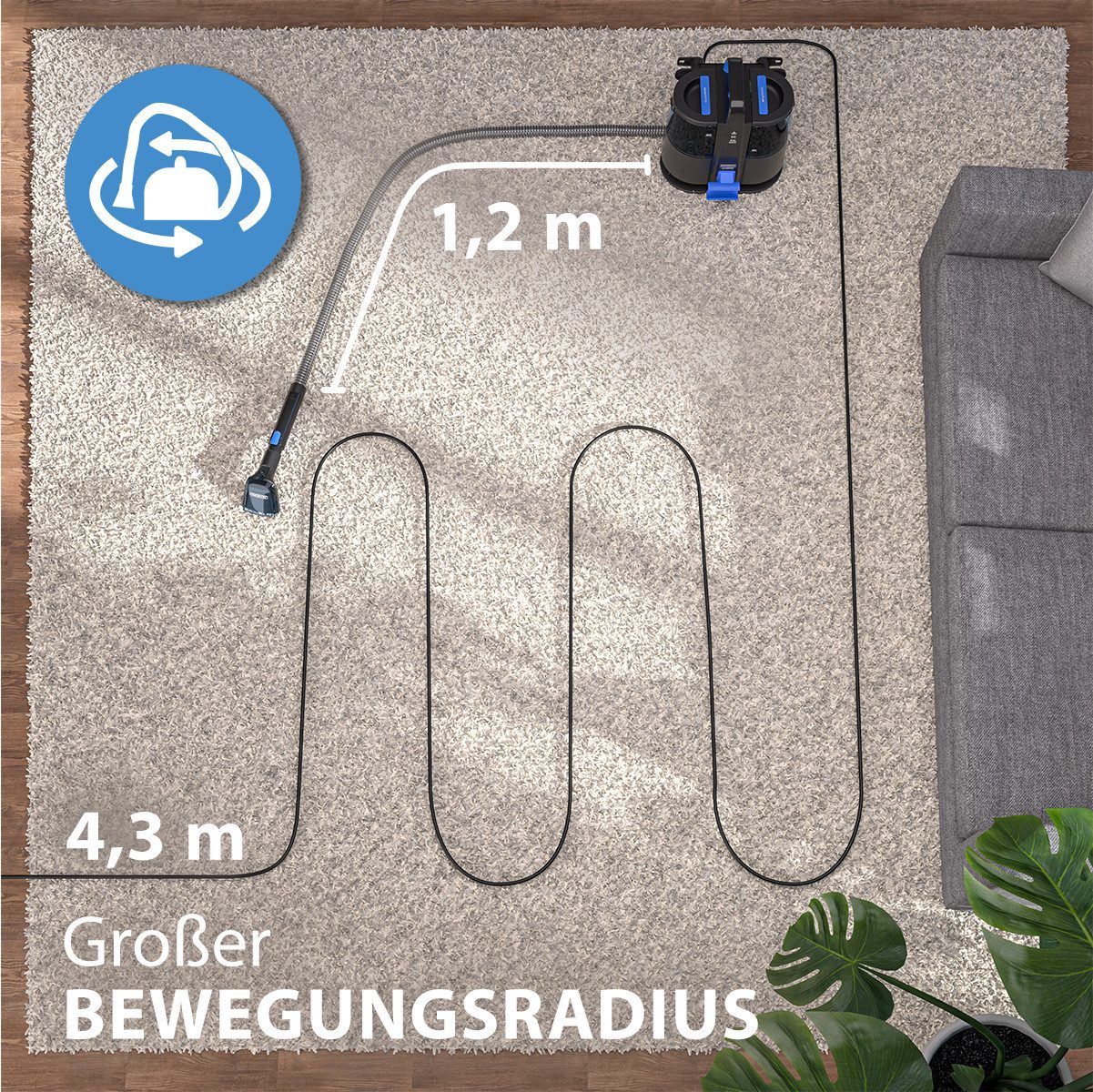 monzana Wasch-Sauger, Teppichreinigungsgerät Sofa Auto Polsterreiniger Dual Tank
