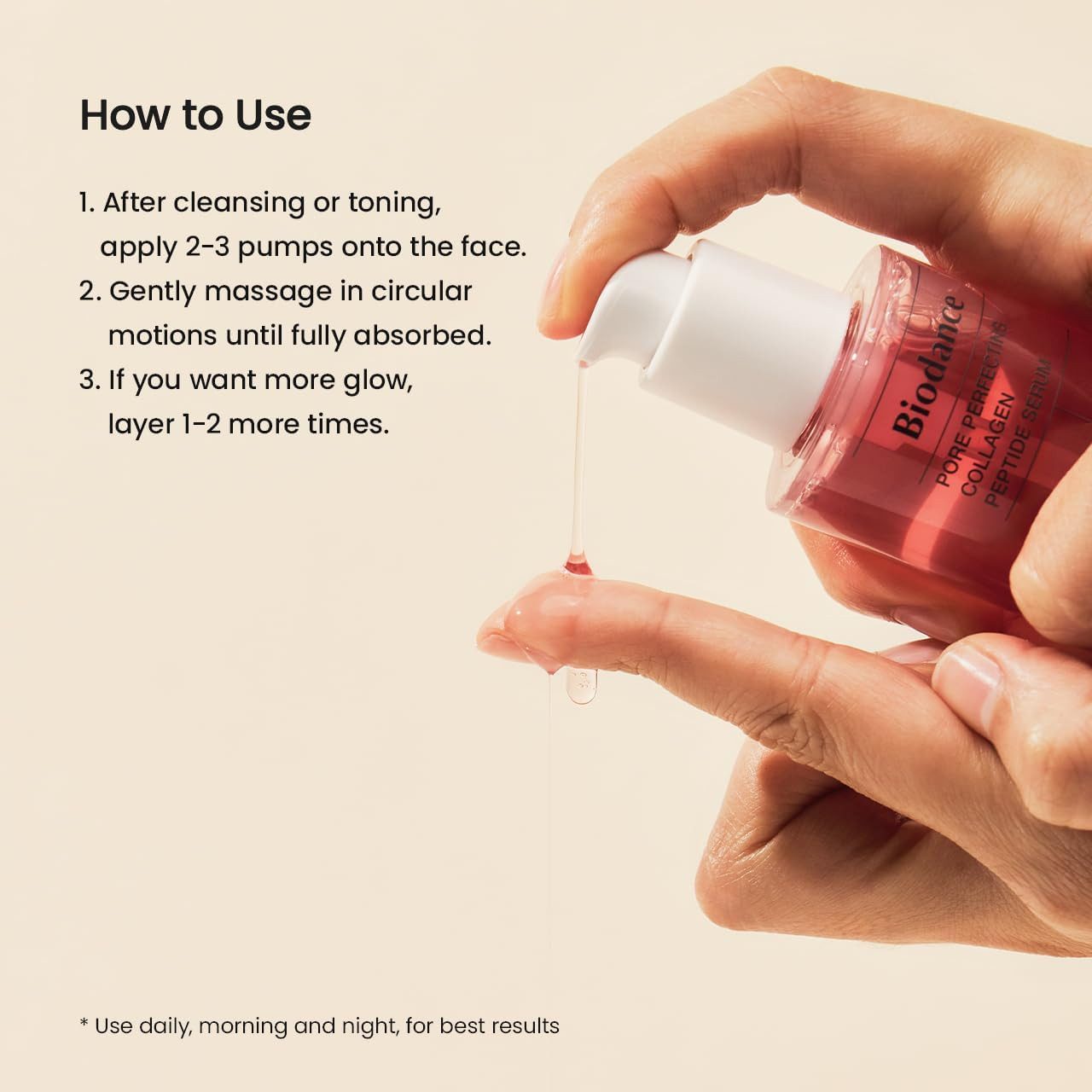 Biodance Gesichtsserum Pore Perfecting Collagen Peptide Serum 30ml – Porenverfeinerndes Serum mit 243Da Kollagen & 10 Peptide Komplex – Hautpflege für glatte, Hautstruktur, mehr Elastizität & Glow – Koreanische Hautpflege