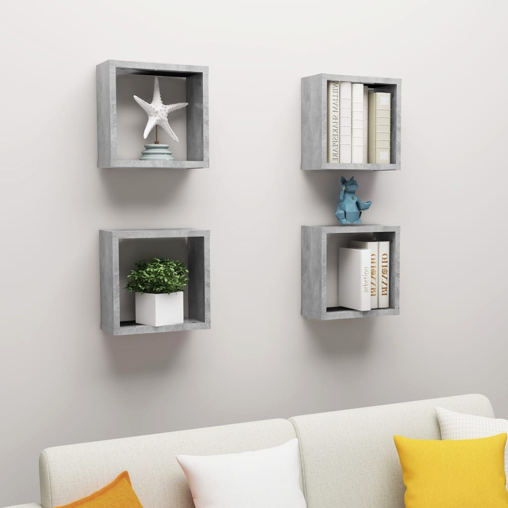 vidaXL Regalwürfel, Würfelregale 4 Stk. Betongrau 30x15x30 cm