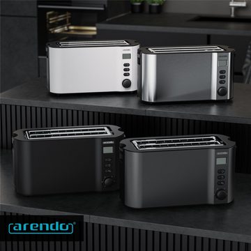 Arendo Toaster, 2 lange Schlitze, für 4 Scheiben, 1500 W, Langschlitz, Brötchenaufsatz, Wärmeisolierendes Gehäuse, Display