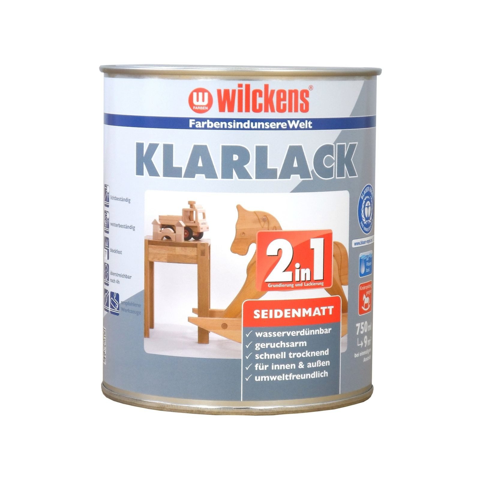 Wilckens Farben Klarlack 2in1 Klarlack Holz Wilckens glänzend seidenmatt Innen + Außen 750 ml