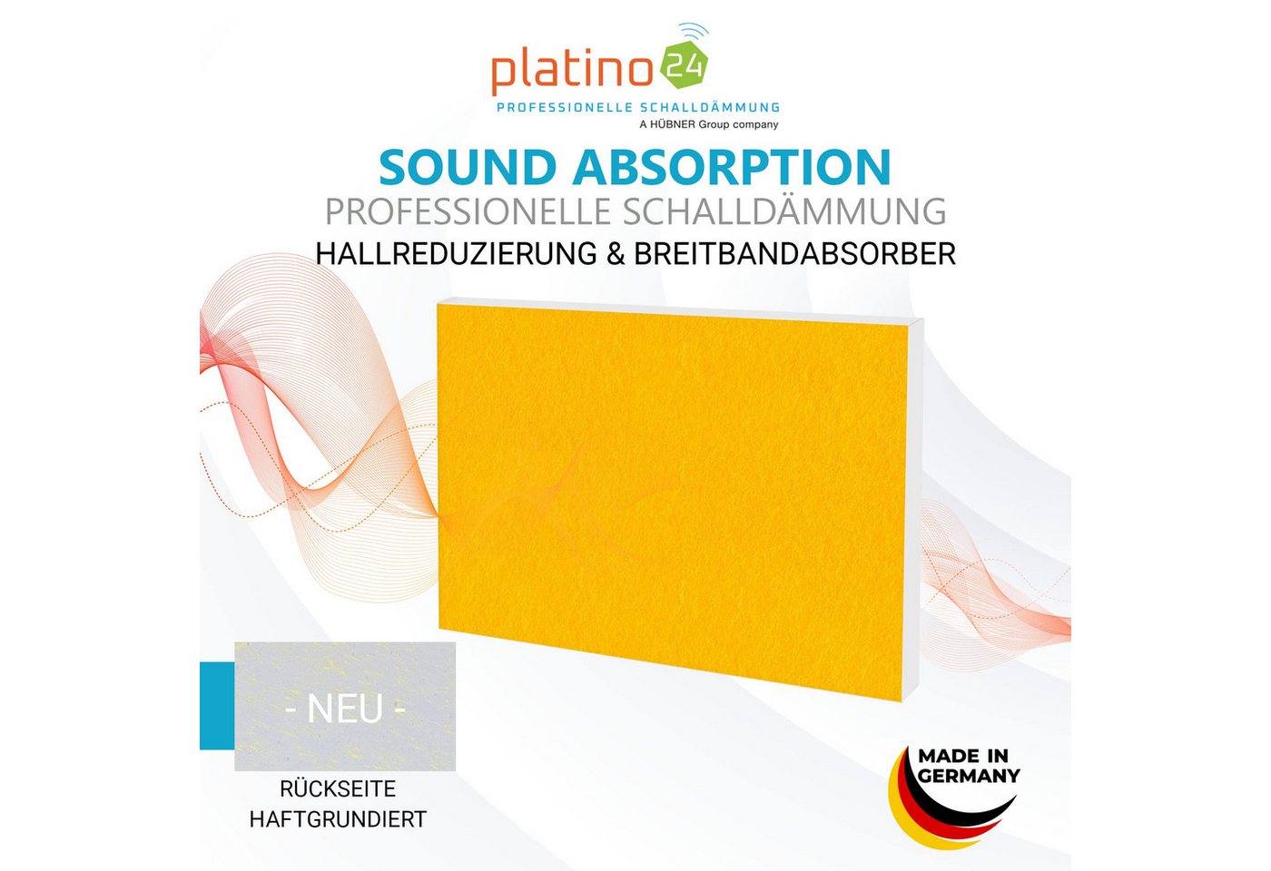 Thumbnail - platino24 Wandpaneel Rechteck aus Basotect ® G+ mit Akustikfilz 825x550x50mm Mulitcolor