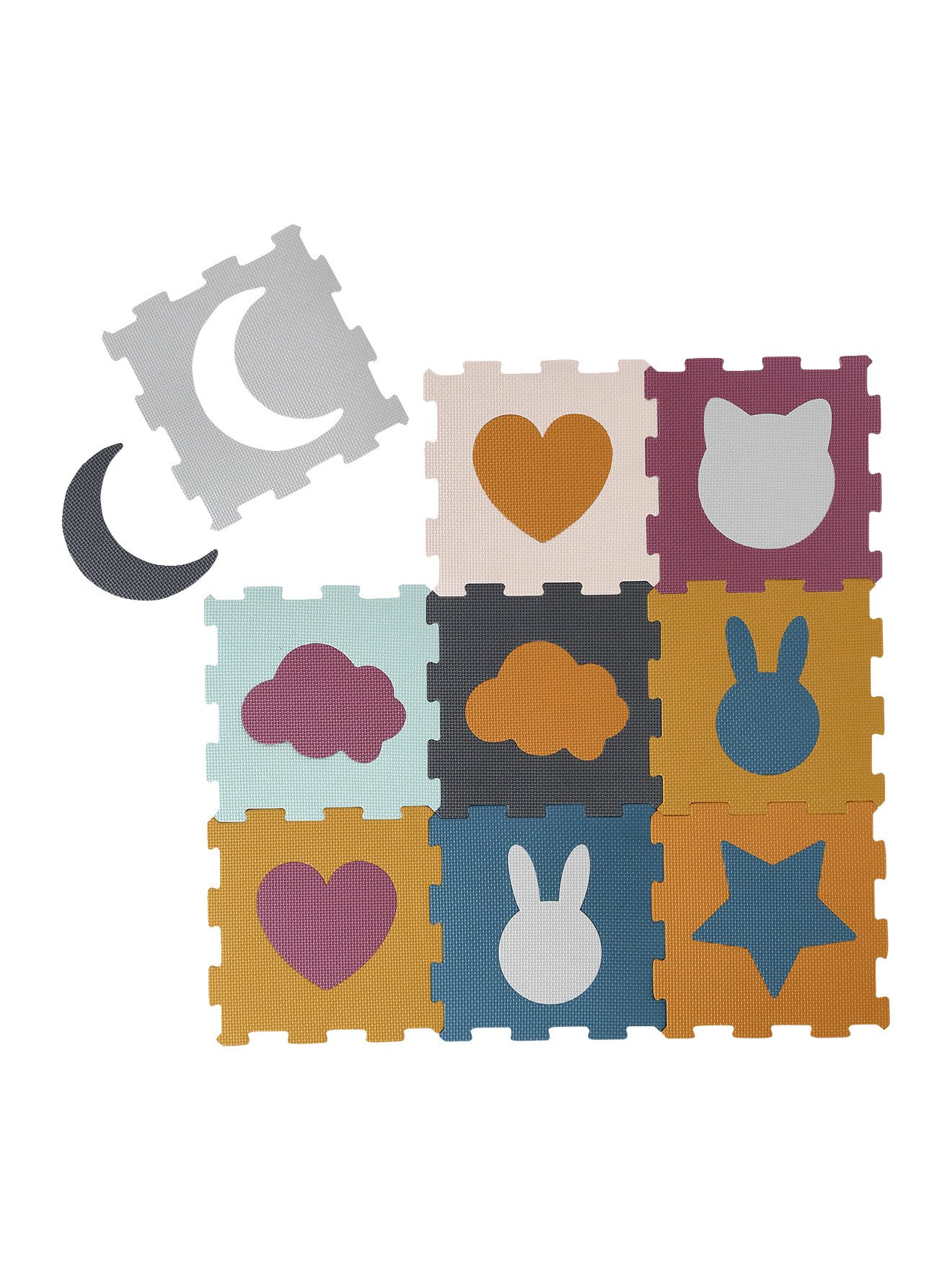 Krabbeldecke Baby Puzzle-Spielmatte, 9 Teile mit Formen, vertbaudet