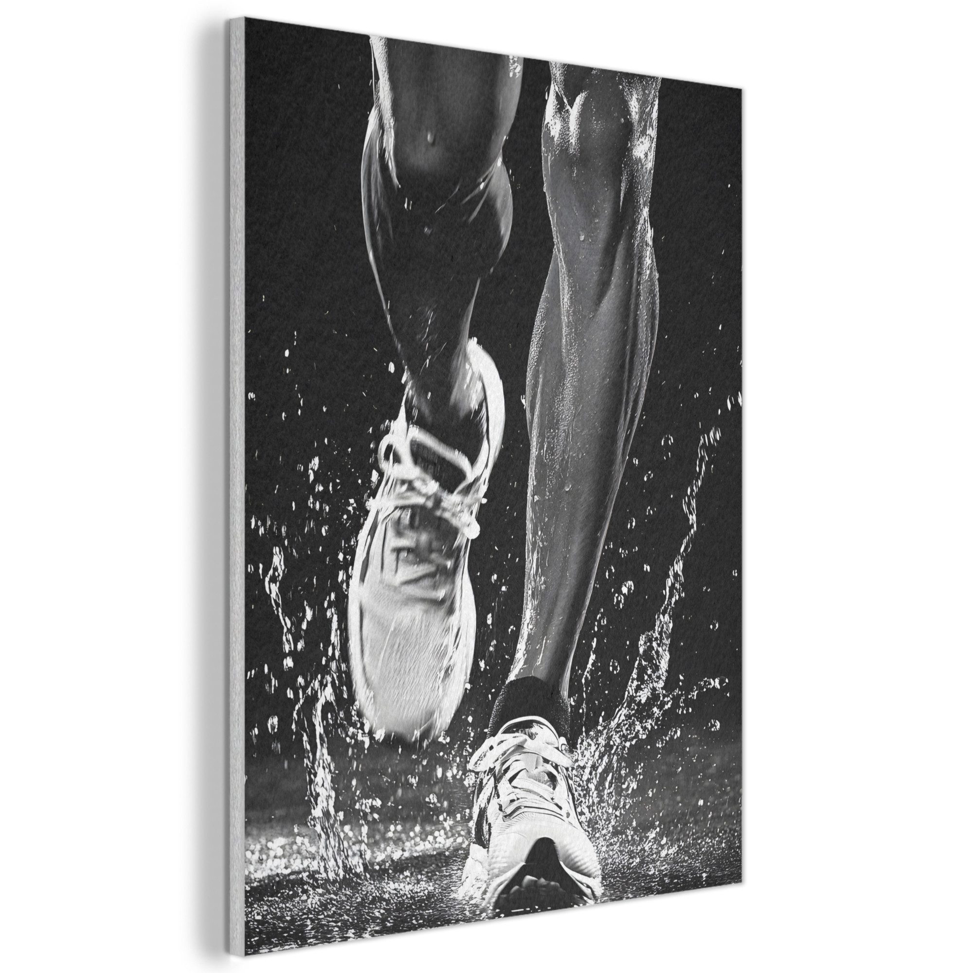 MuchoWow Gemälde Laufschuhe - Laufen - Drops - Schwarz, Fotodruck (1 St), Akustikbilder PET-Filz, Wandpaneele, Akustikpaneele 50x70 cm