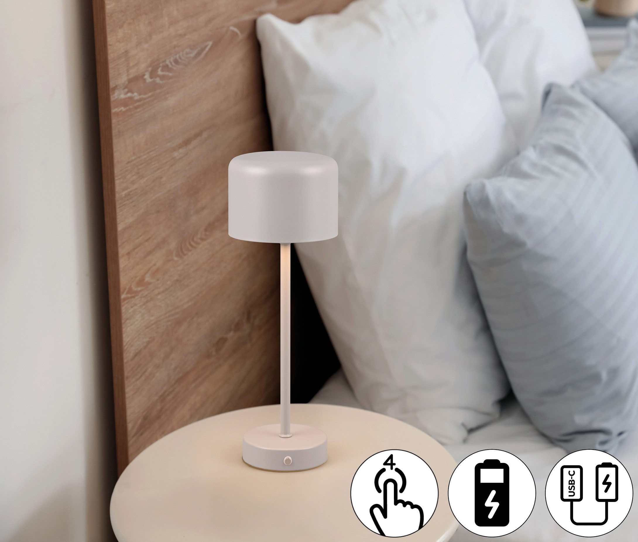 my home LED Tischleuchte Kadira, Dimmfunktion, USB-Ladefunktion, LED fest i günstig online kaufen