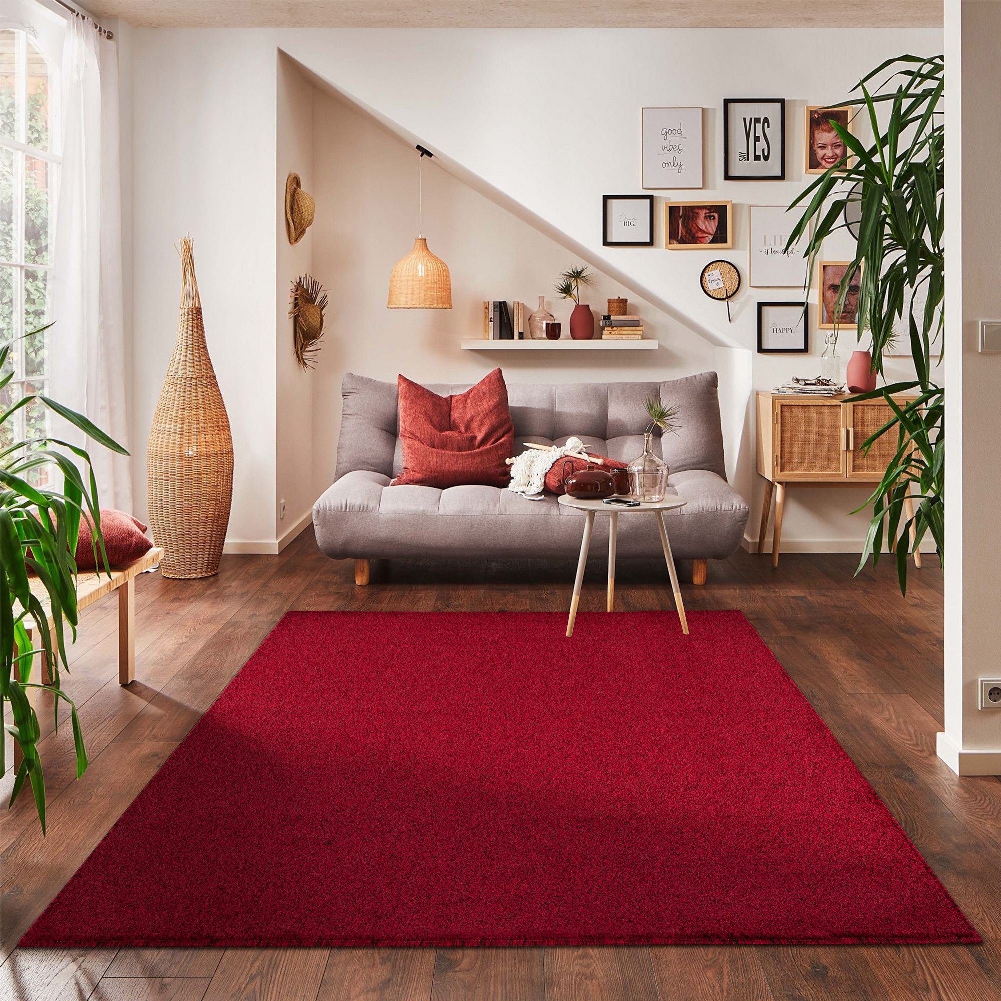 Carpettex Veloursteppich Unicolor - Einfarbig, Rechteckig, Höhe: 11 mm, Einfarbig Kurzflor Teppich Wohnzimmer verschiedene farben und größen