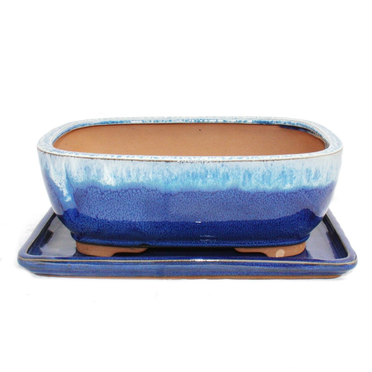 Exotenherz Pflanzschale Bonsai-Schale mit Unterteller Gr. 4 blau/beige rechteckig G5B L 25,5 (1 St)