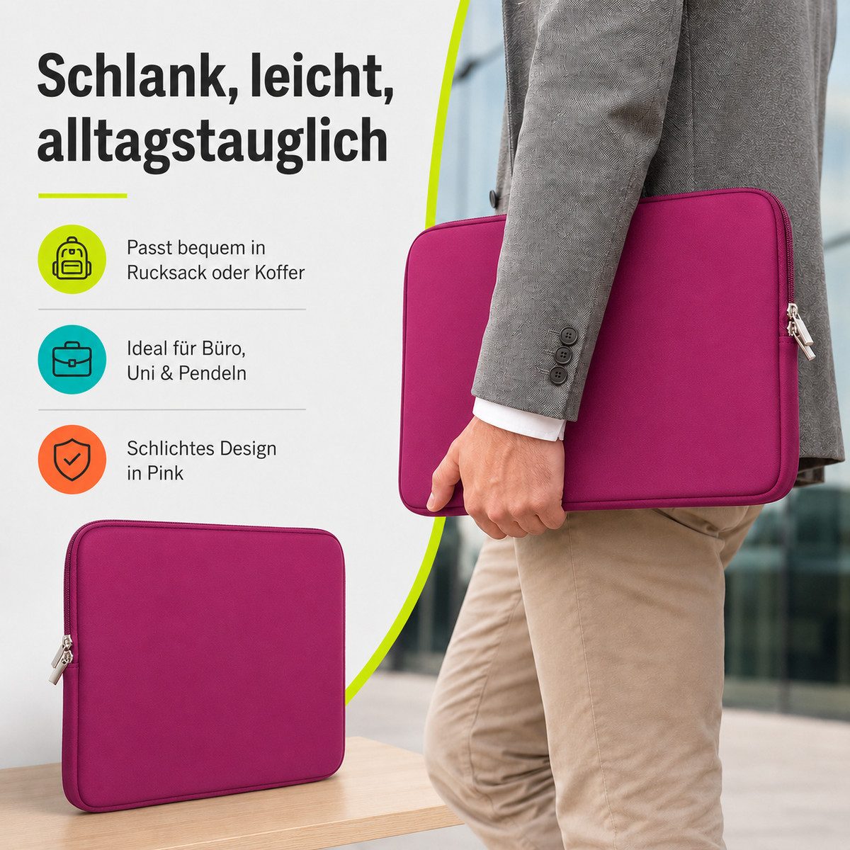 König Design Laptoptasche Universal Notebooktasche 13 Zoll Sleeve Tasche Hülle Laptop Case Cover, weiches Innenfutter zum Schutz vor Kratzern