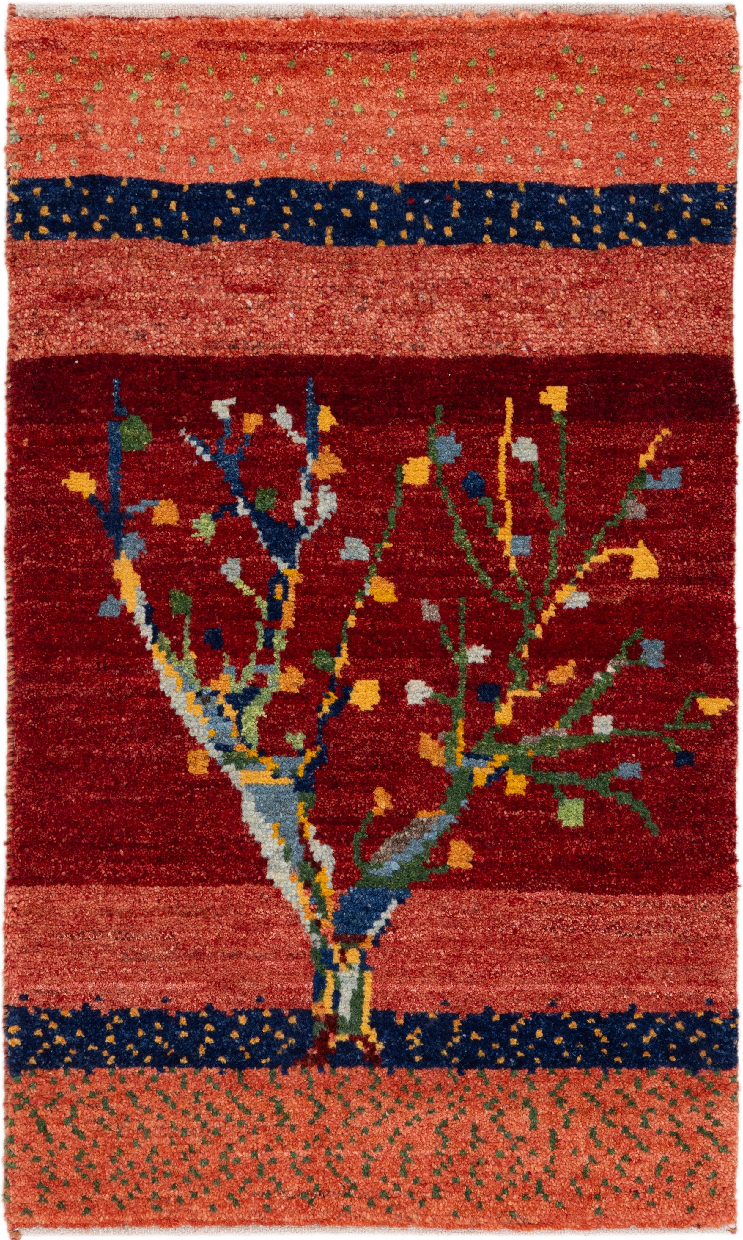 CABBEL Wollteppich Premium Perser Gabbeh Teppich Rot 52x90 cm, Rechteckig, Höhe: 20 mm, Handgeknüpftes Unikat aus 100% Wolle – langlebig und natürlich