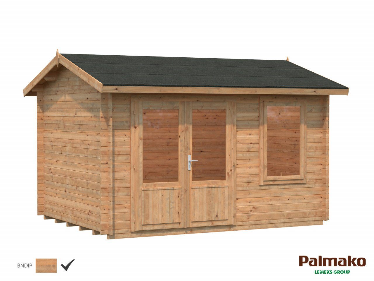 Gartenhaus 380x296 Palmako cm BxT: 9,6 Iris Blockbohlenhaus, grau Holzhaus