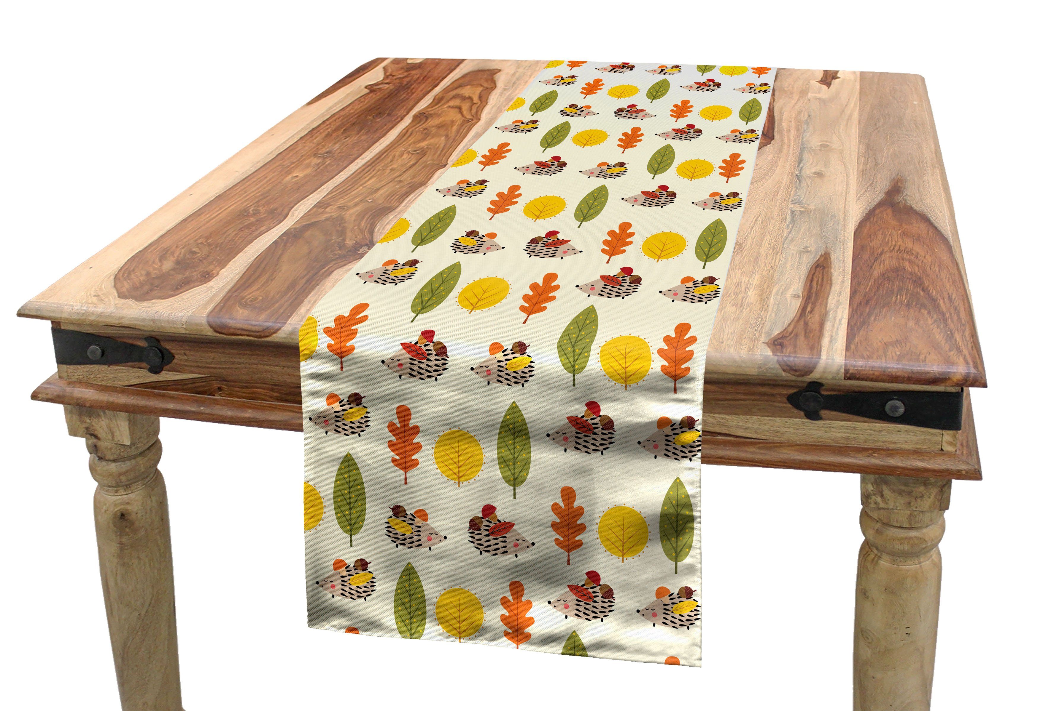 Abakuhaus Tischläufer Esszimmer Küche Rechteckiger Dekorativer Tischläufer, Igel Verschiedene Bäume Tiere | Tischläufer