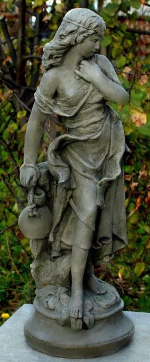 kleinen cm Statue Gartenskulptur 26 23 / x x Steinfigur Mädchen Jugendstil Skulptur Grau einem - Casa 67 mit H. Padrino Gartendeko Skulptur Krug