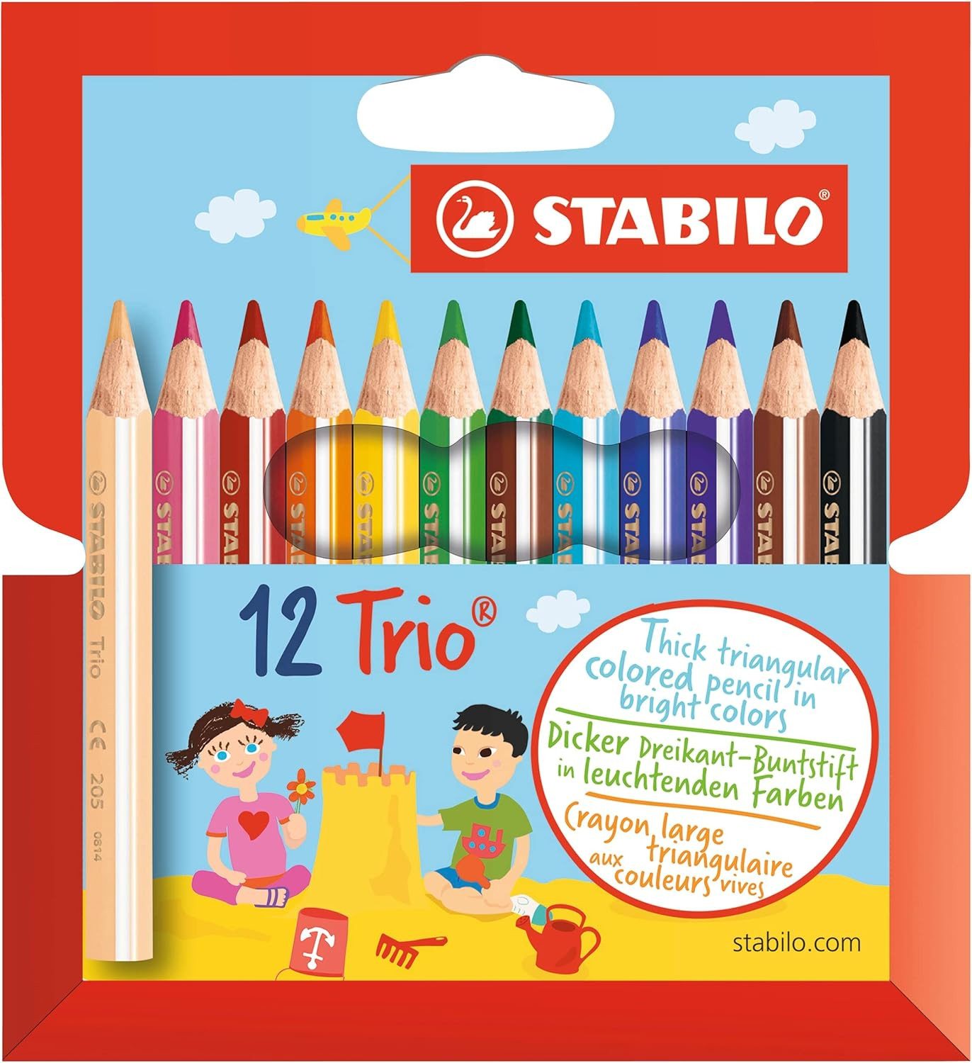STABILO Buntstift Trio kurz, Dreikant Buntstift für kleine Künstler 12er Карандаши Set