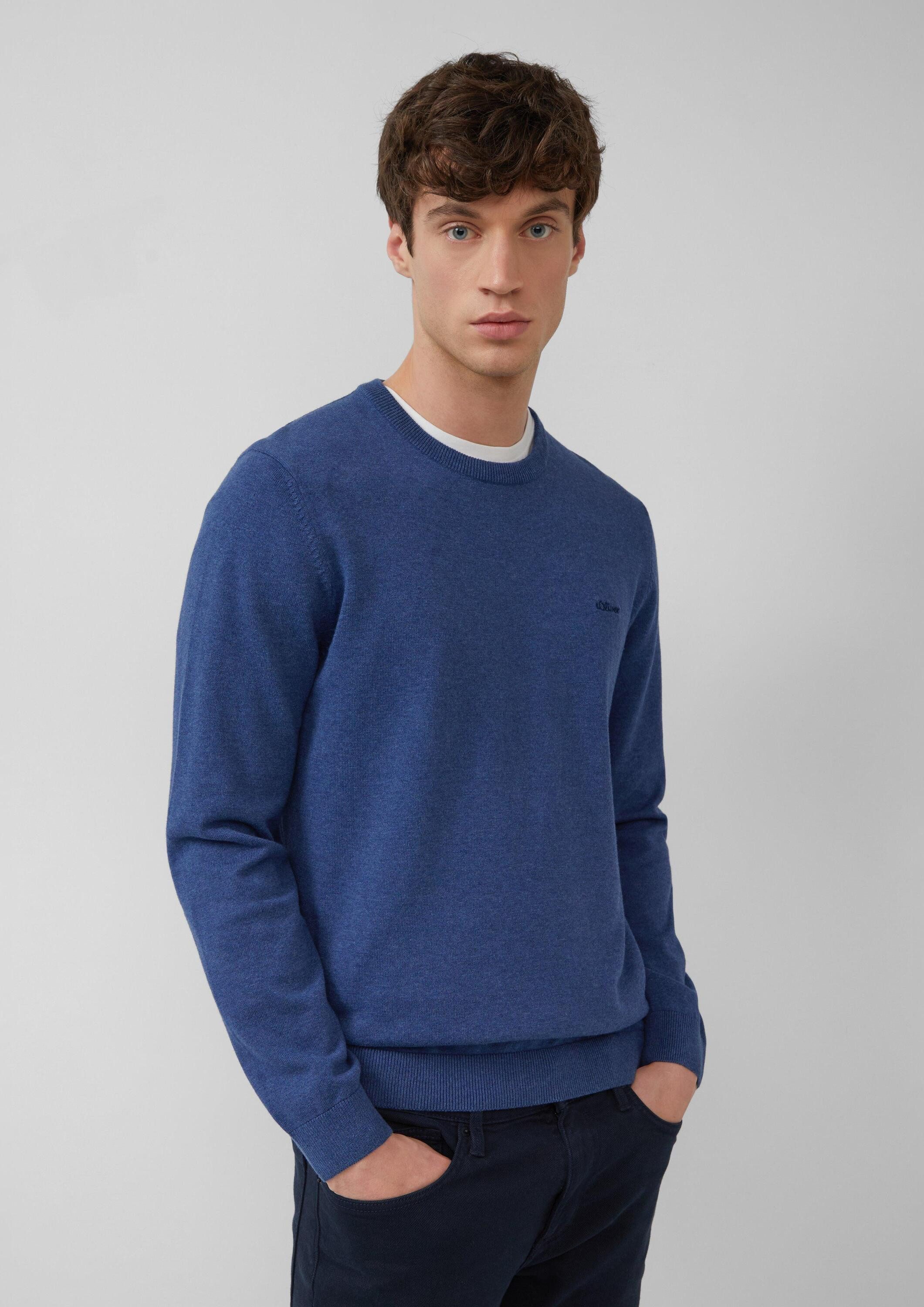 s.Oliver Longpullover Strickpullover Baumwollpullover mit Logo-Stickerei günstig online kaufen