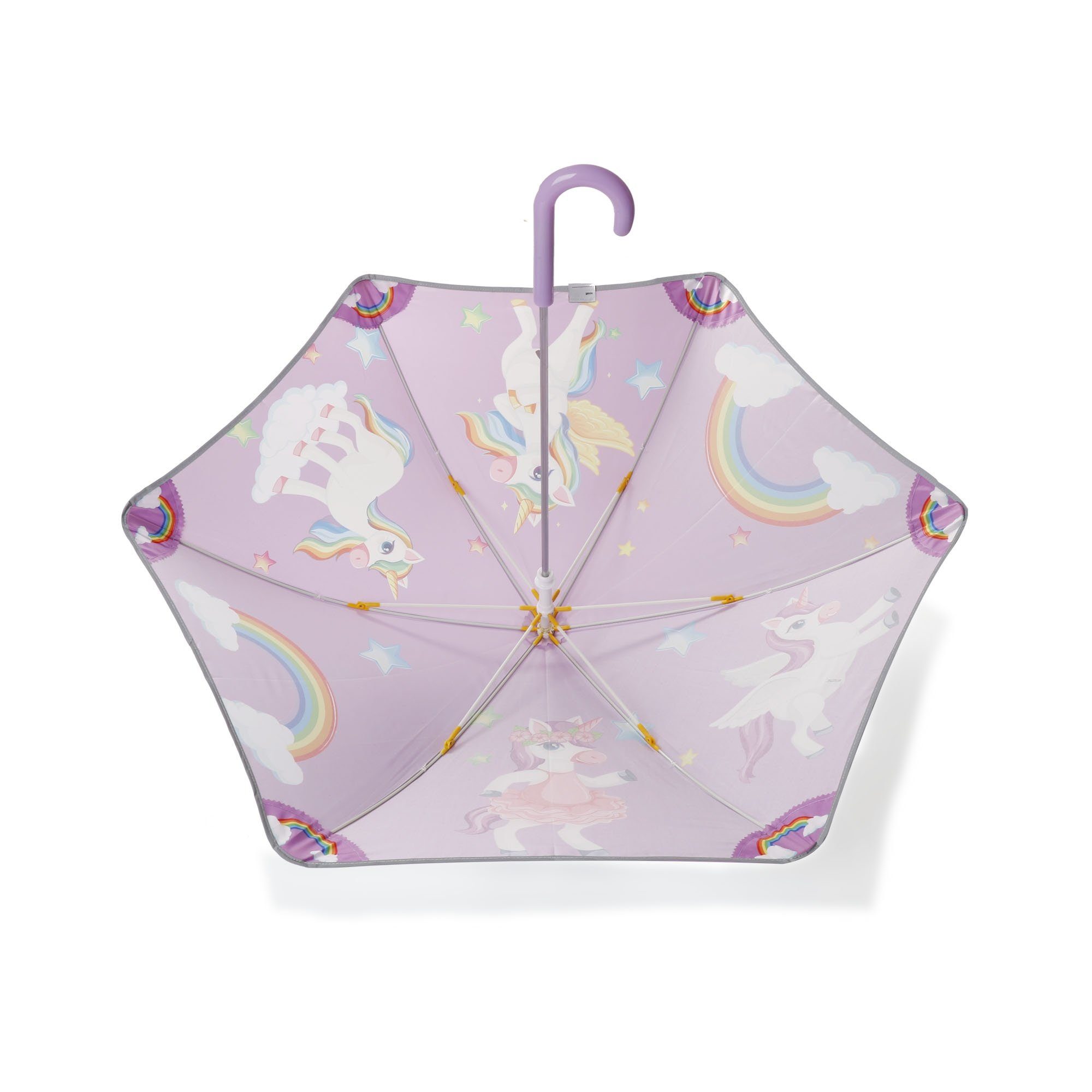 Sonia Einhorn Originelli Schirm Unicorn reflektierend Stern lila Regenschirm Taschenregenschirm Kinder