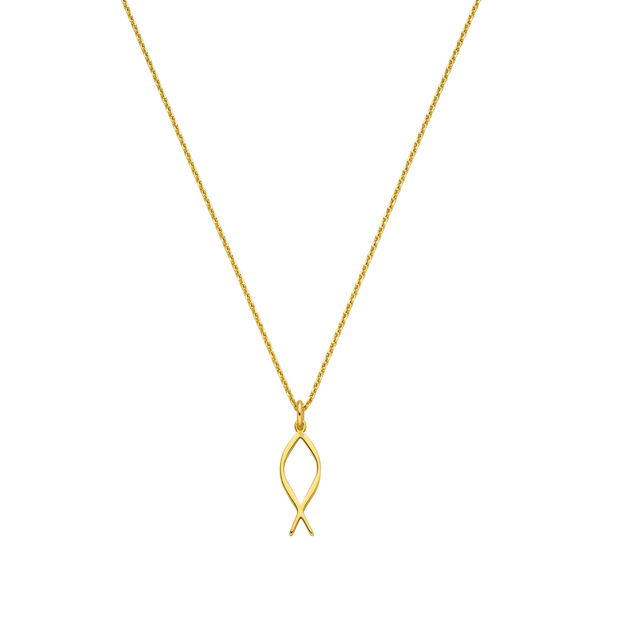 SCHOSCHON Kette mit Anhänger Fisch (Halskette Ichthys, 925 Silber), filigra günstig online kaufen