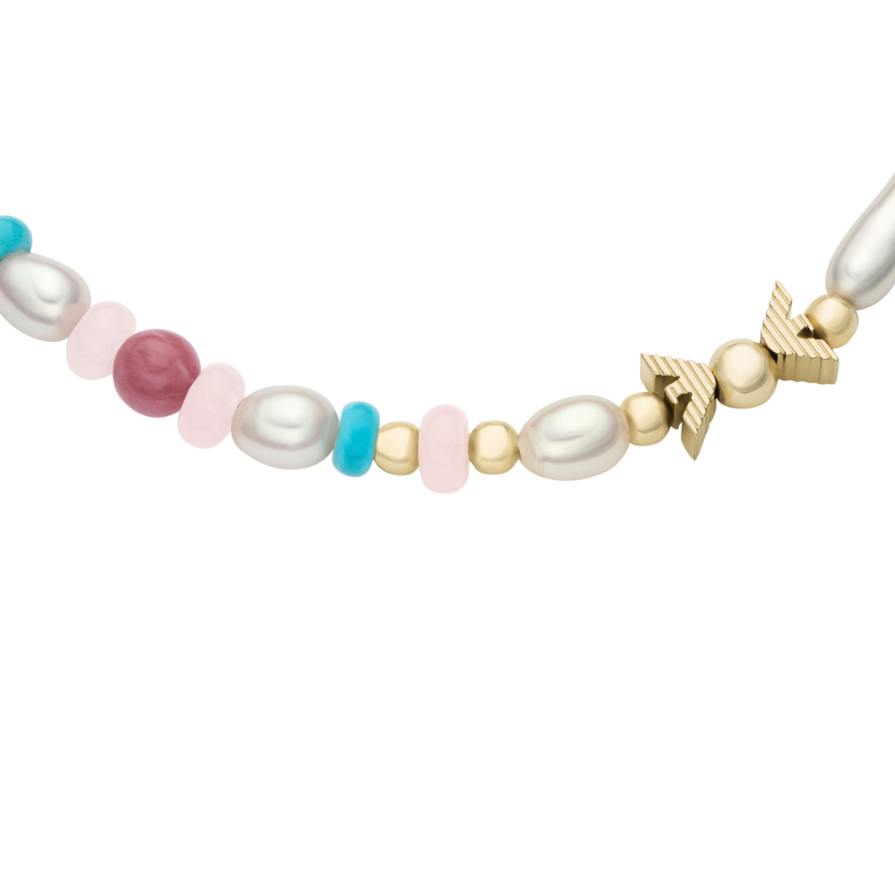 Emporio Armani Armband Schmuck Geschenk Metall ICONIC TREND, mit Rosenquarz, Türkis, Aventurin, Rhodonit - mit Perlen
