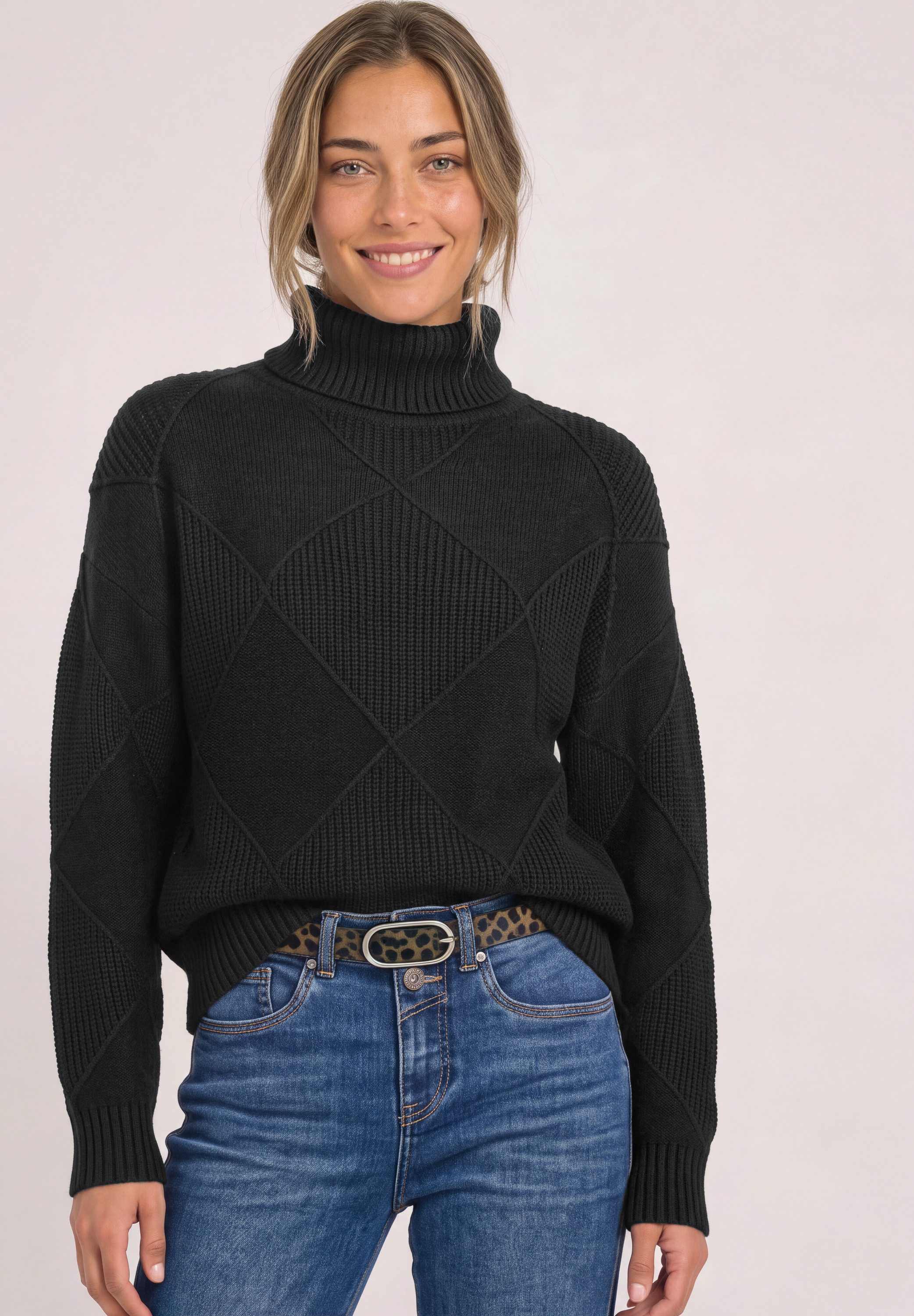 STREET ONE Rollkragenpullover aus softem Materialmix