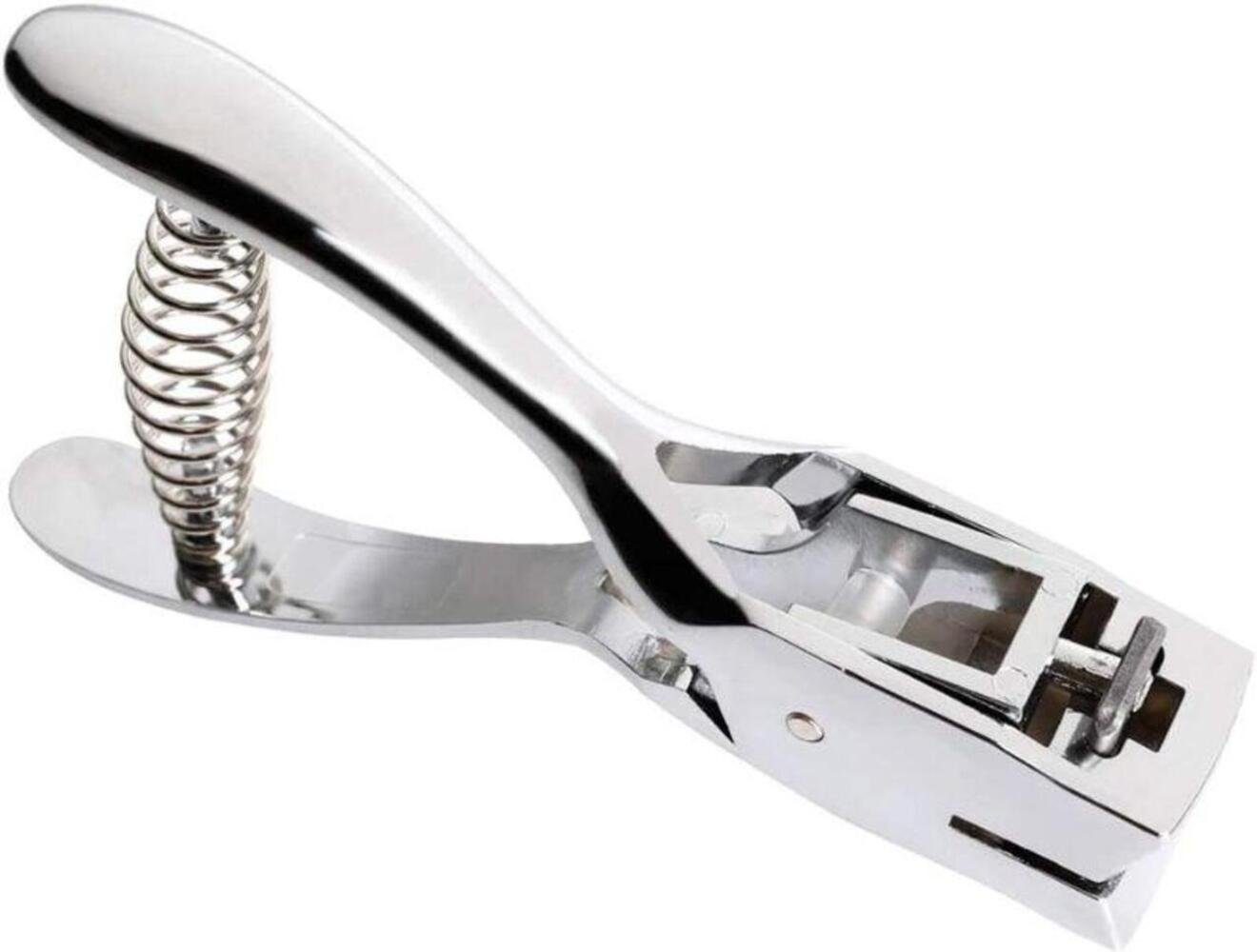 Einemgeld Revolverlochzange Metall Silber Hand-Held Hole Punch RechteckSlot Form Zange