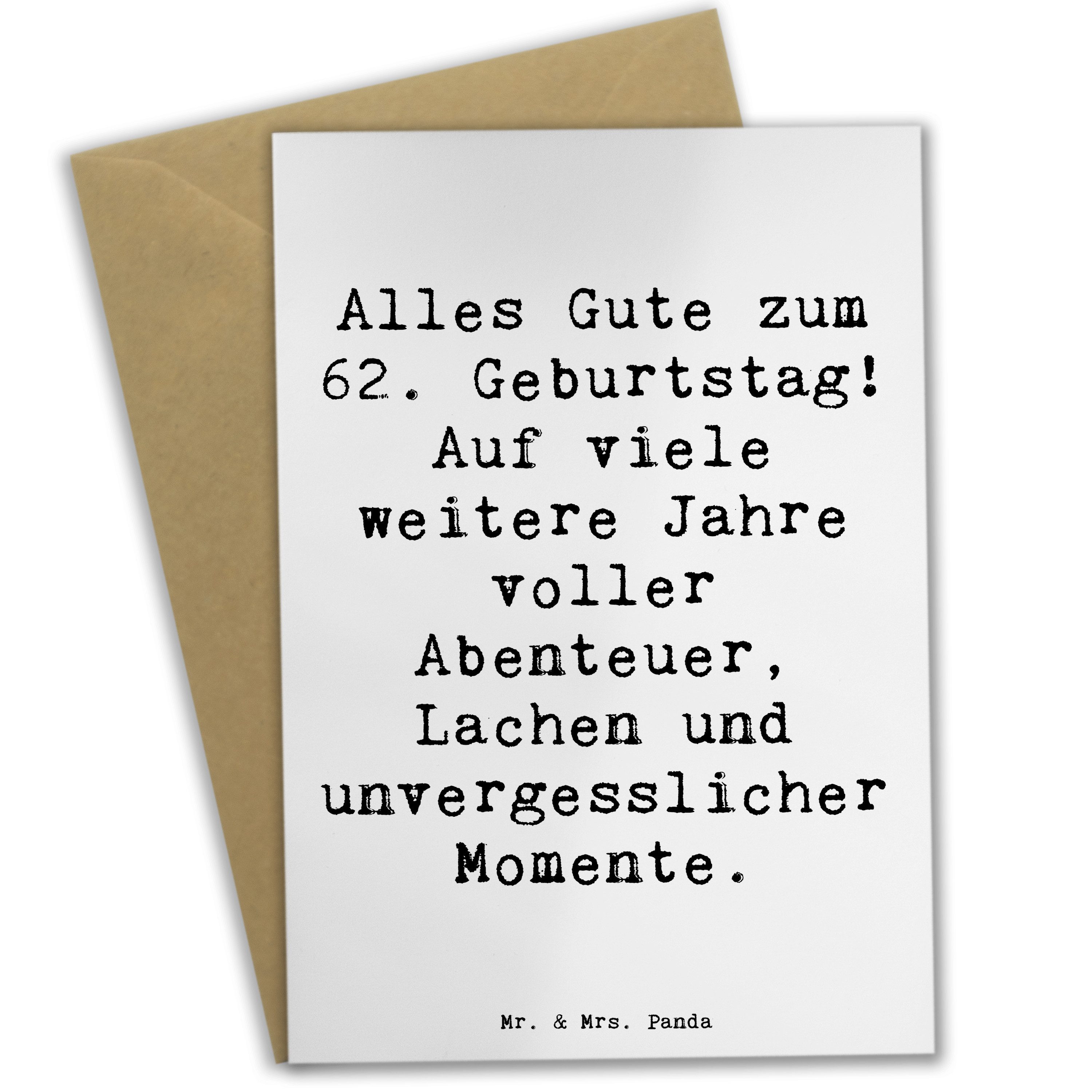 Grußkarte Spruch 62. Geburtstag - Weiß - Geschenk, Glückwünsche, Erinnerungen