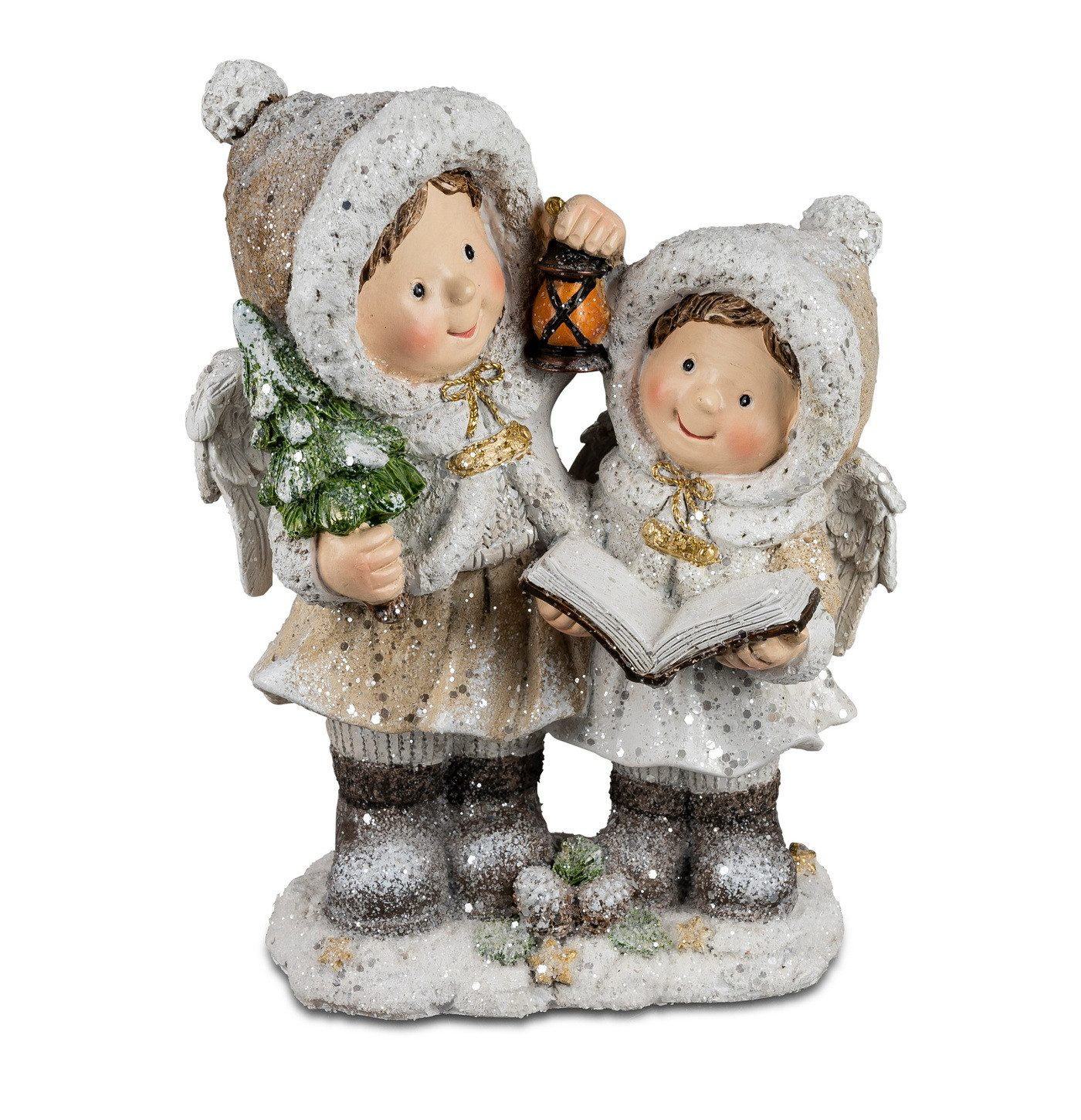 Kaufhaus le petit Engelfigur Deko Engel Paar Figur Schutzengel Barock Putte Kinder Skulptur Elfe, Dekofigur, Weihnachtsfigur, Dekoskukptur aus Polyresin (Kunststein)