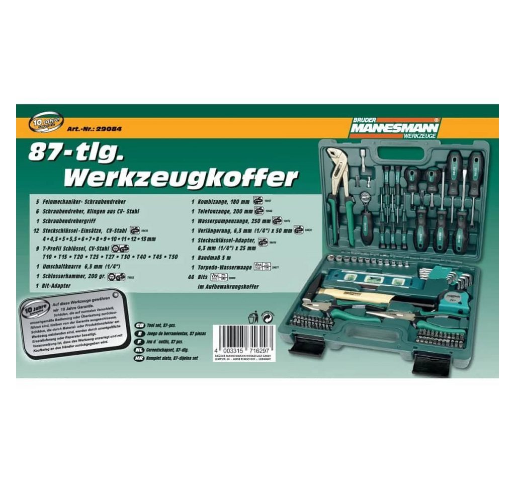 Thumbnail - Brüder Mannesmann Werkzeuge Werkzeugset 86-teiliges Werkzeug-Set 29084